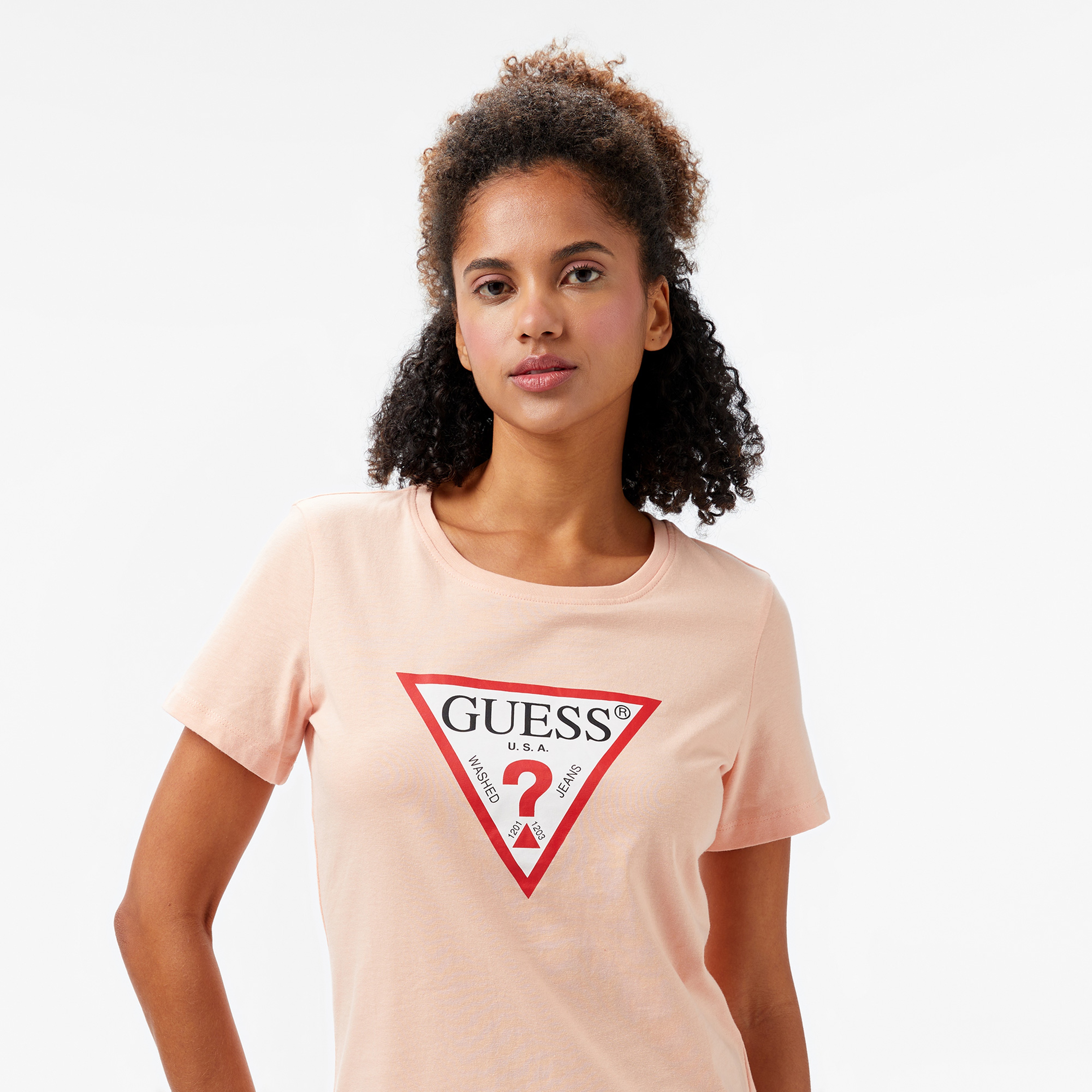 Guess Cn Original Mid Organiceam 180 Kadın Pembe T-Shirt
