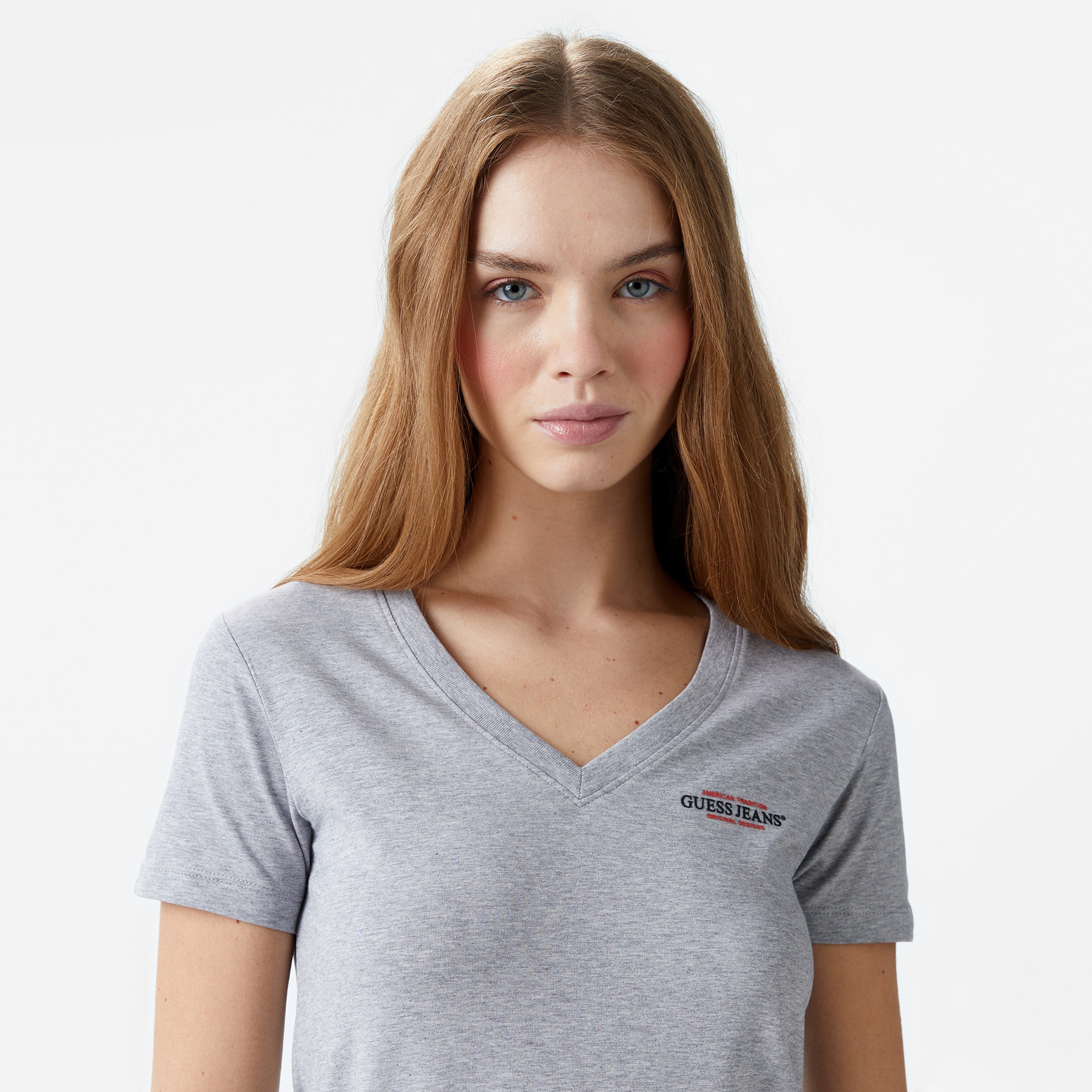 Guess Slim Mini Mid Organic Stretch Jersey 180 Kadın Mavi T-Shirt