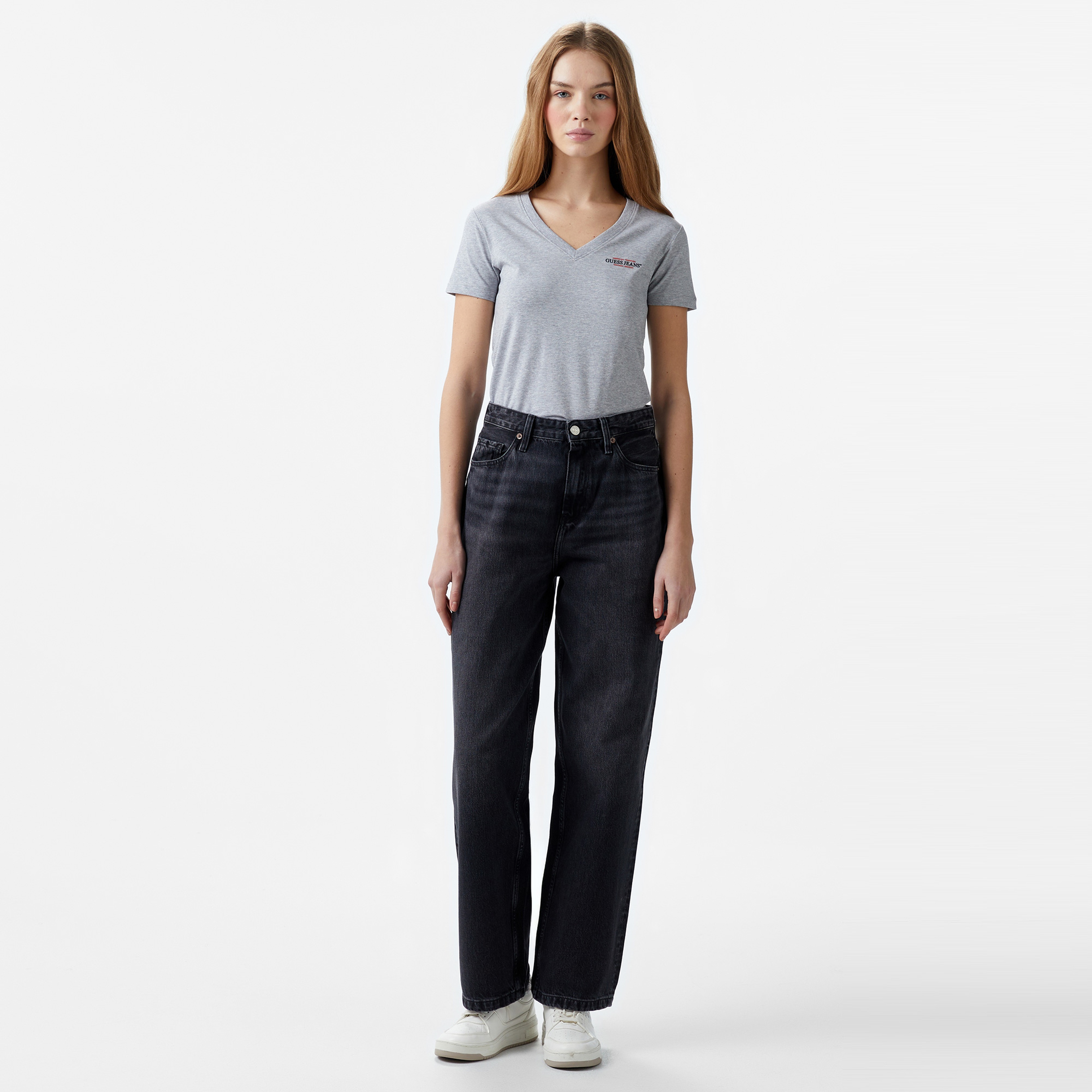 Guess Slim Mini Mid Organic Stretch Jersey 180 Kadın Mavi T-Shirt