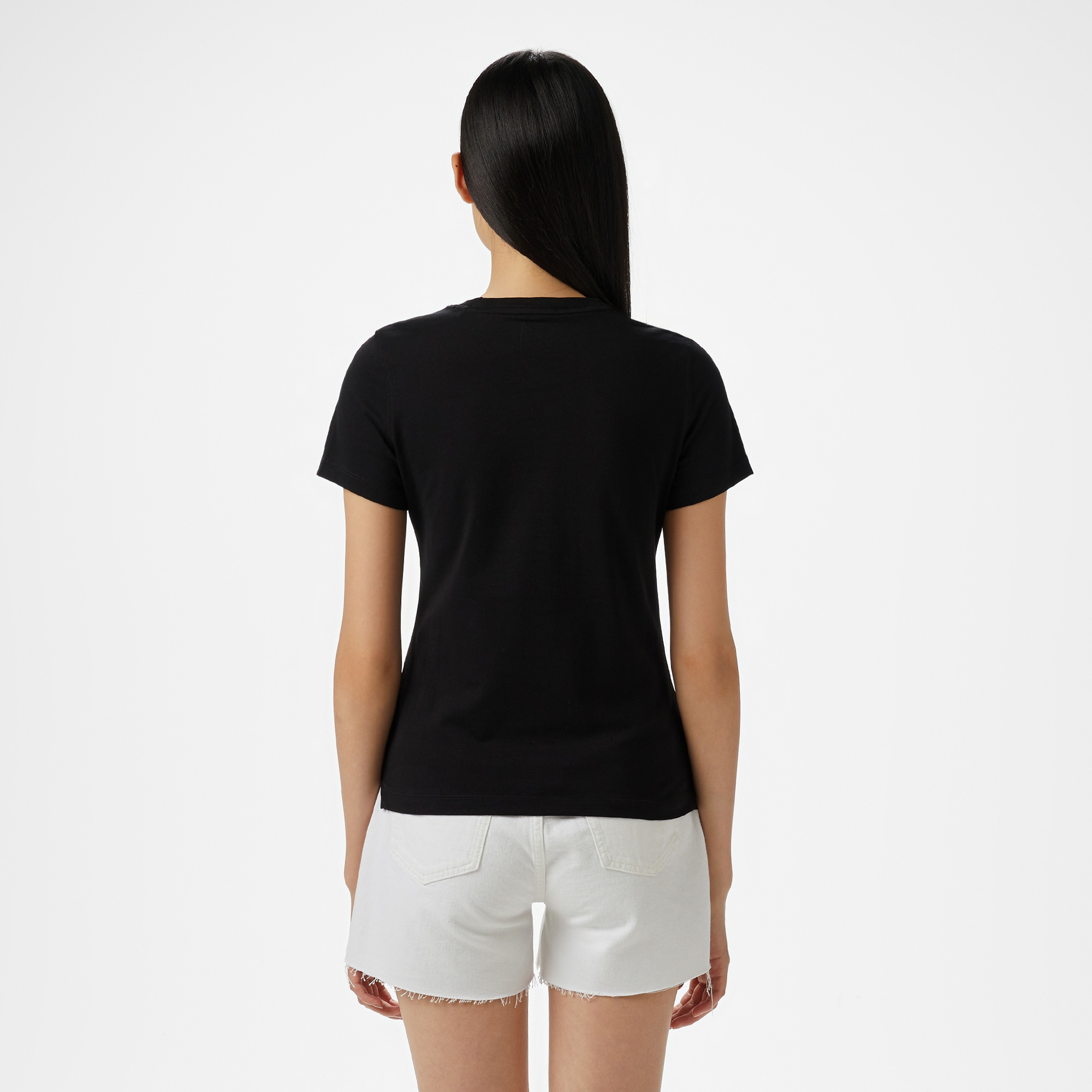 Guess Cn Ss Love Triangle Kadın Siyah T-Shirt