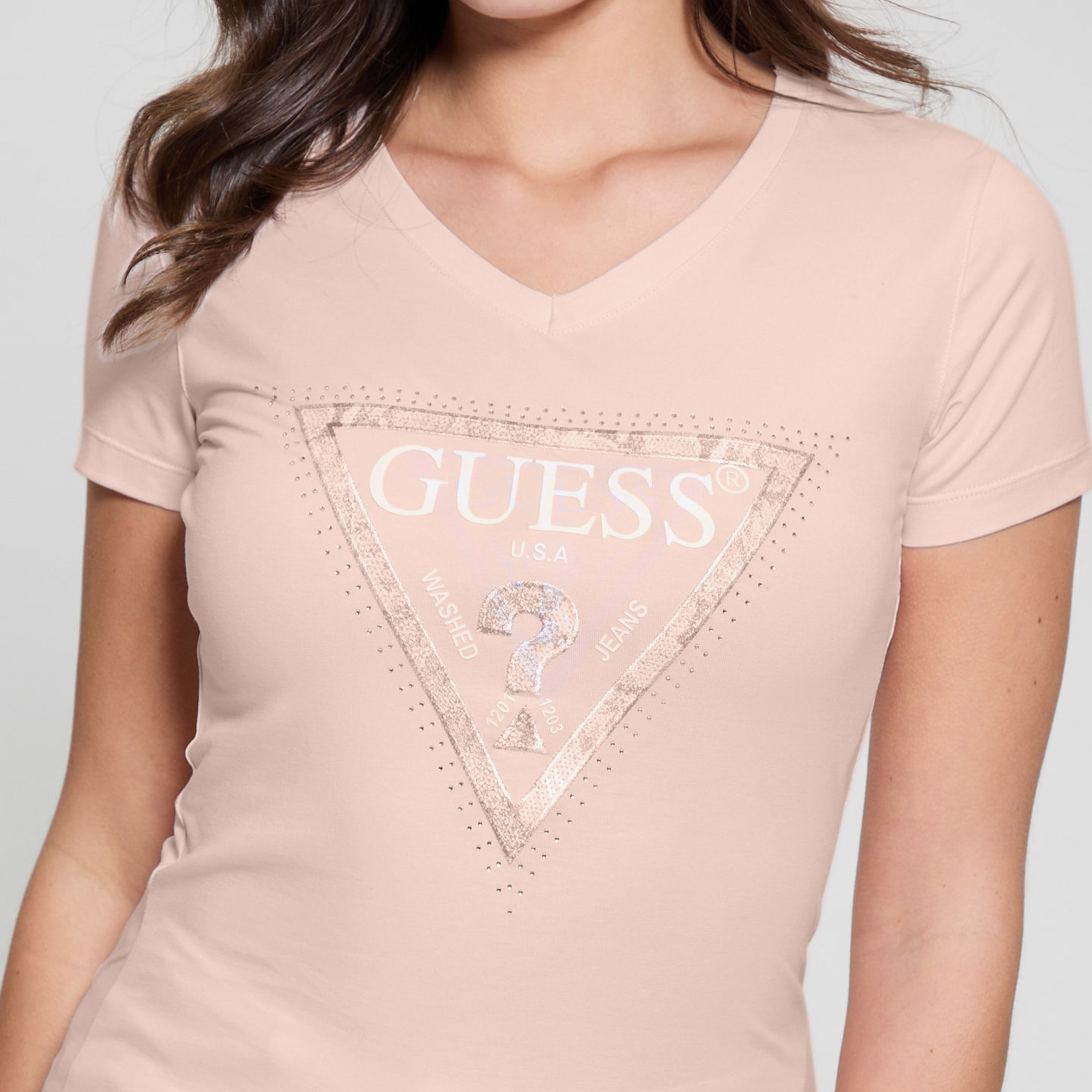 Guess Vn Python Triangl Mid Organicetch 180 Kadın Pembe T-Shirt