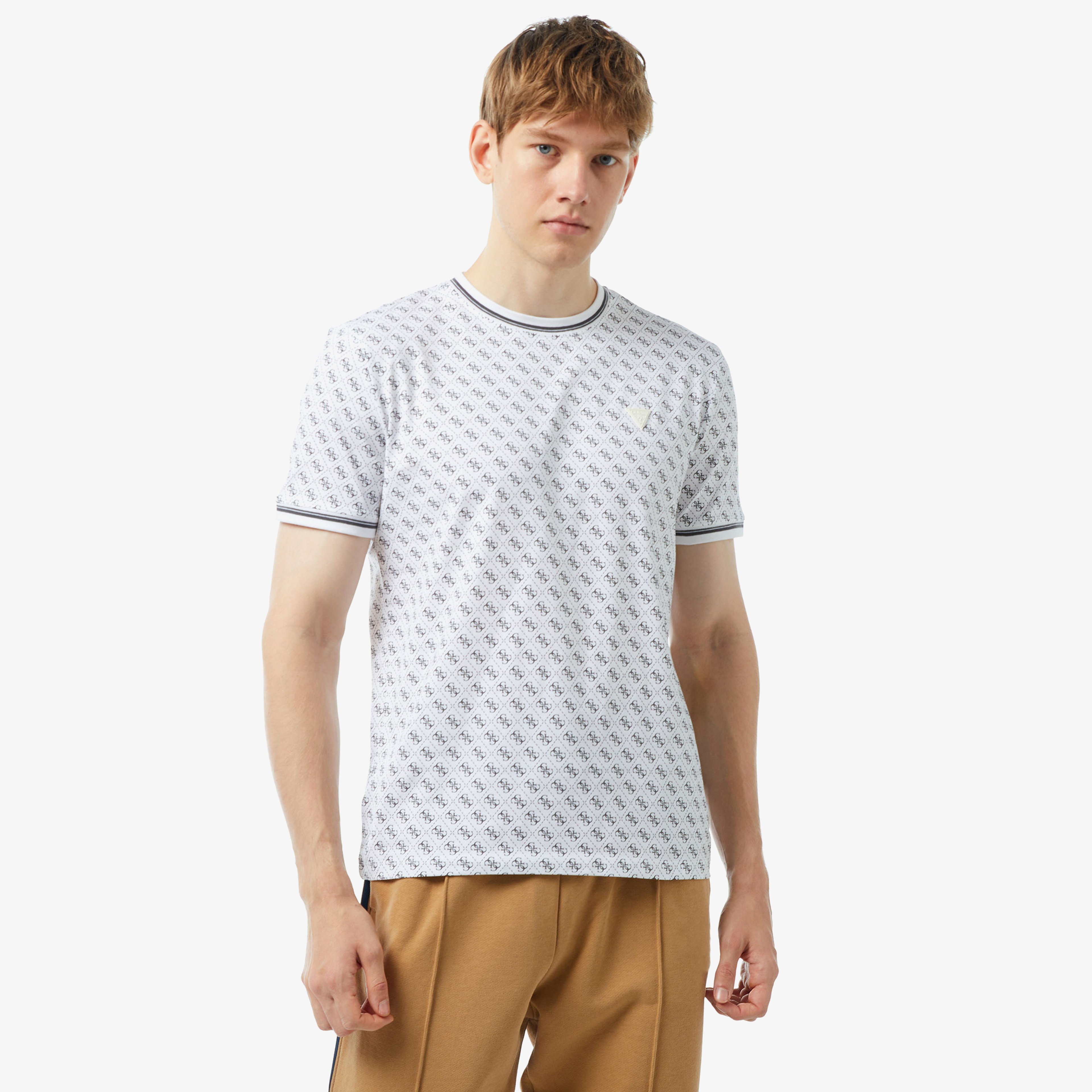 Guess Marshall Mid Organic Stretch Jersey 180 Erkek Beyaz T-Shirt