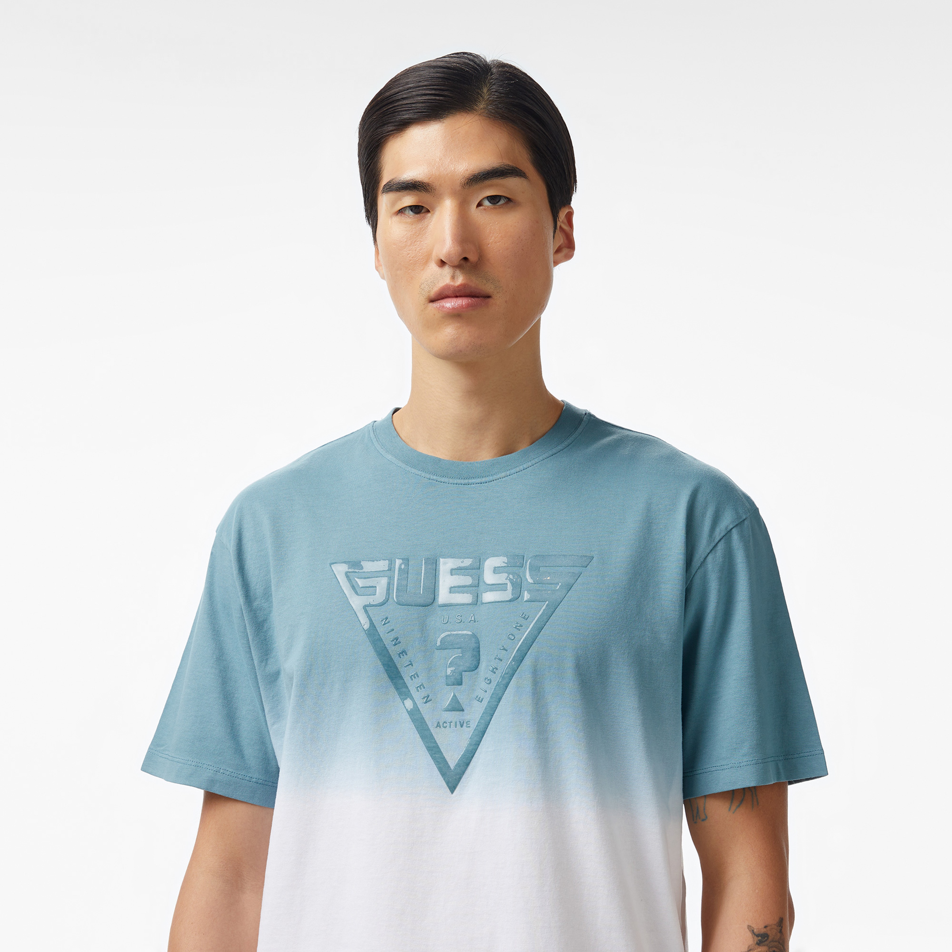 Guess Slug Mid Organic Stream 180 Erkek Mavi T-Shirt