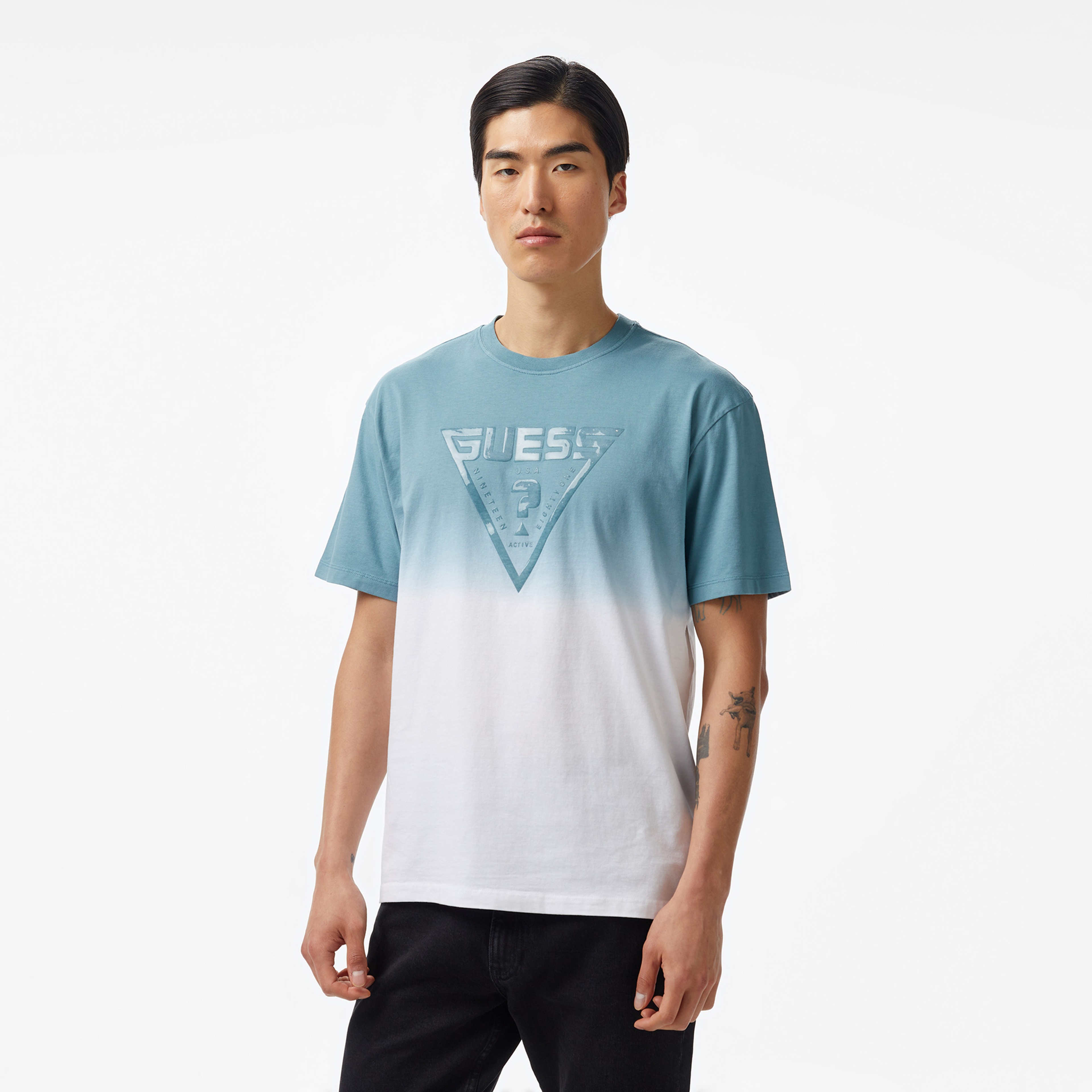 Guess Slug Mid Organic Stream 180 Erkek Mavi T-Shirt