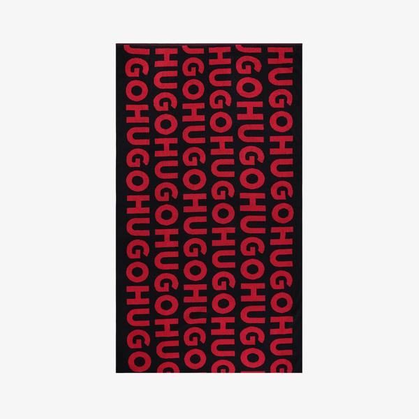Hugo Monogram Towel Erkek Siyah Plaj Havlusu