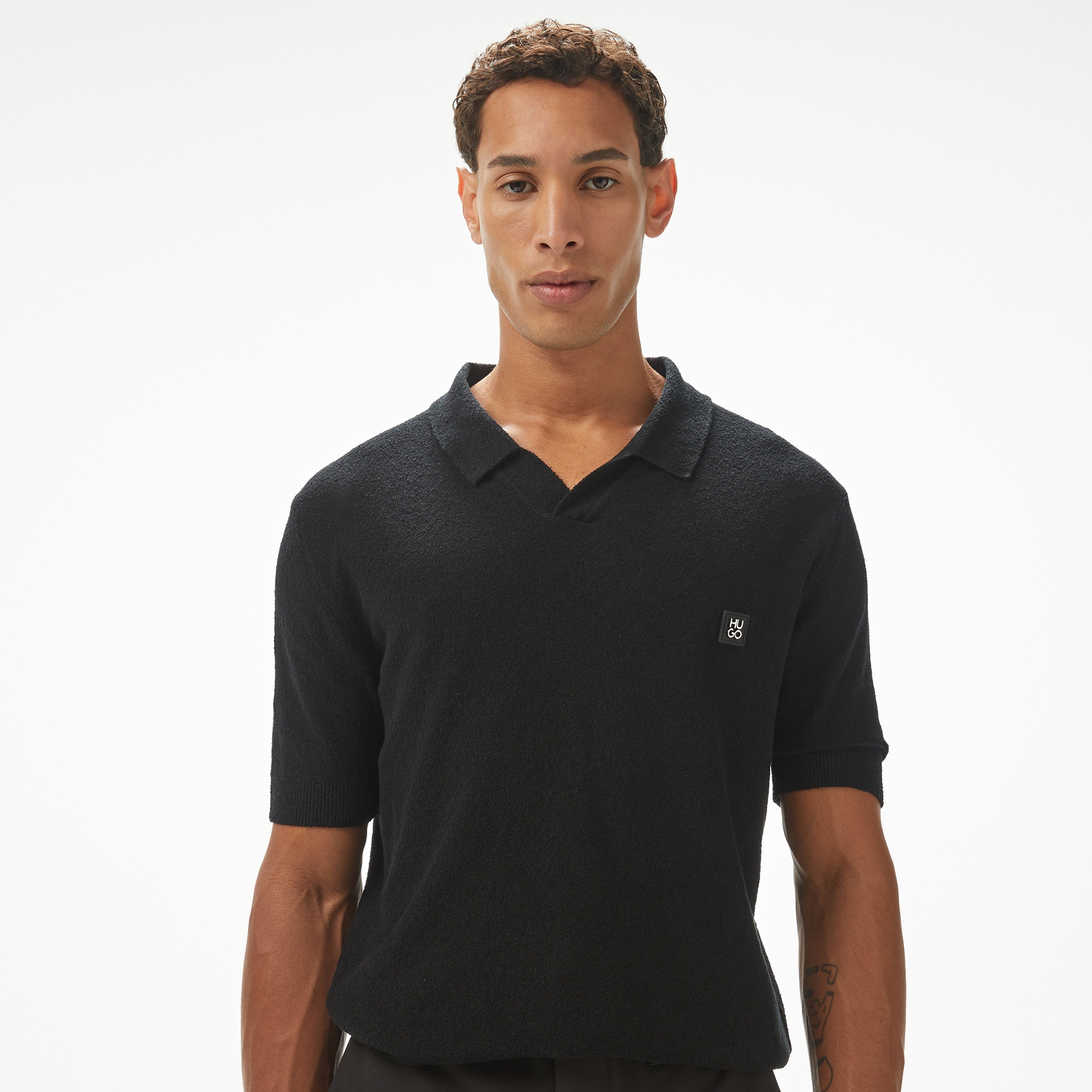 Hugo Shiplom Erkek Siyah Polo Kazak