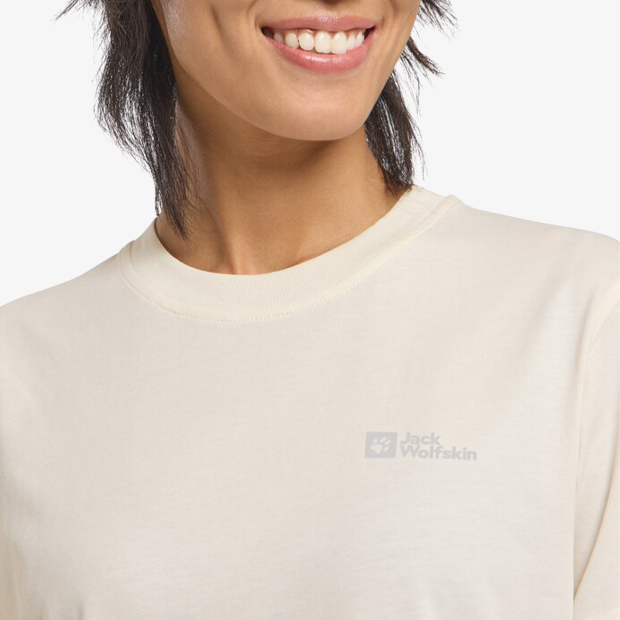Jack Wolfskin Essential T W Kadın Beyaz T-Shirt