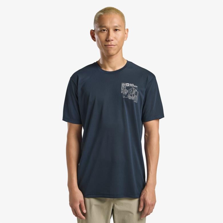 Jack Wolfskin Vonnan Graphic  Erkek Lacivert T-Shirt