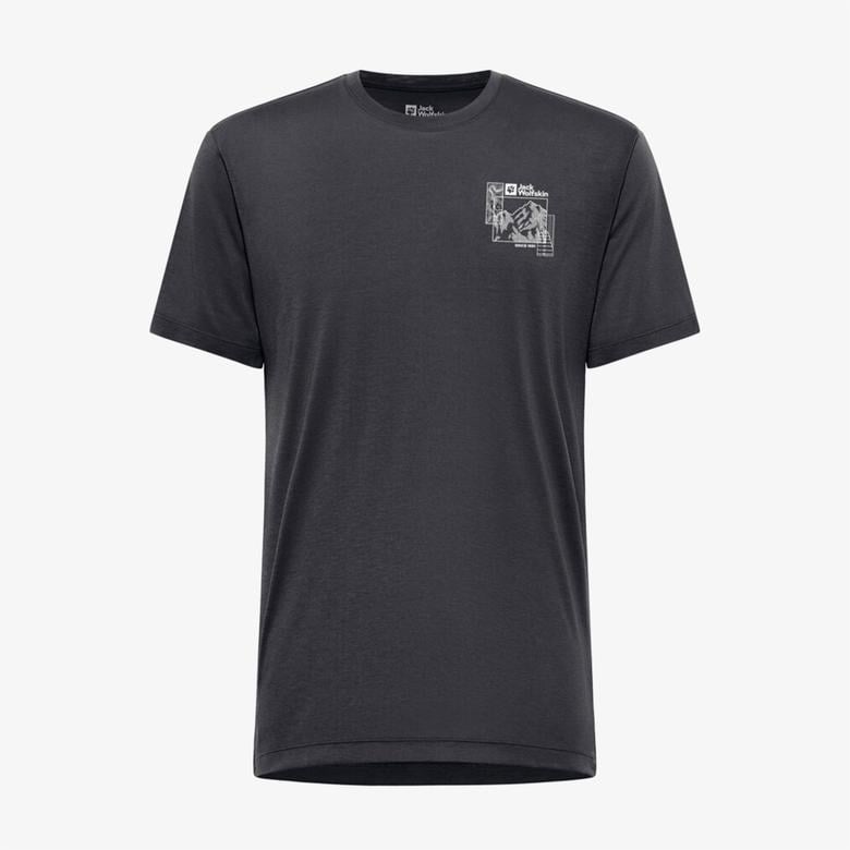 Jack Wolfskin Vonnan Graphic T M Erkek Siyah T-Shirt