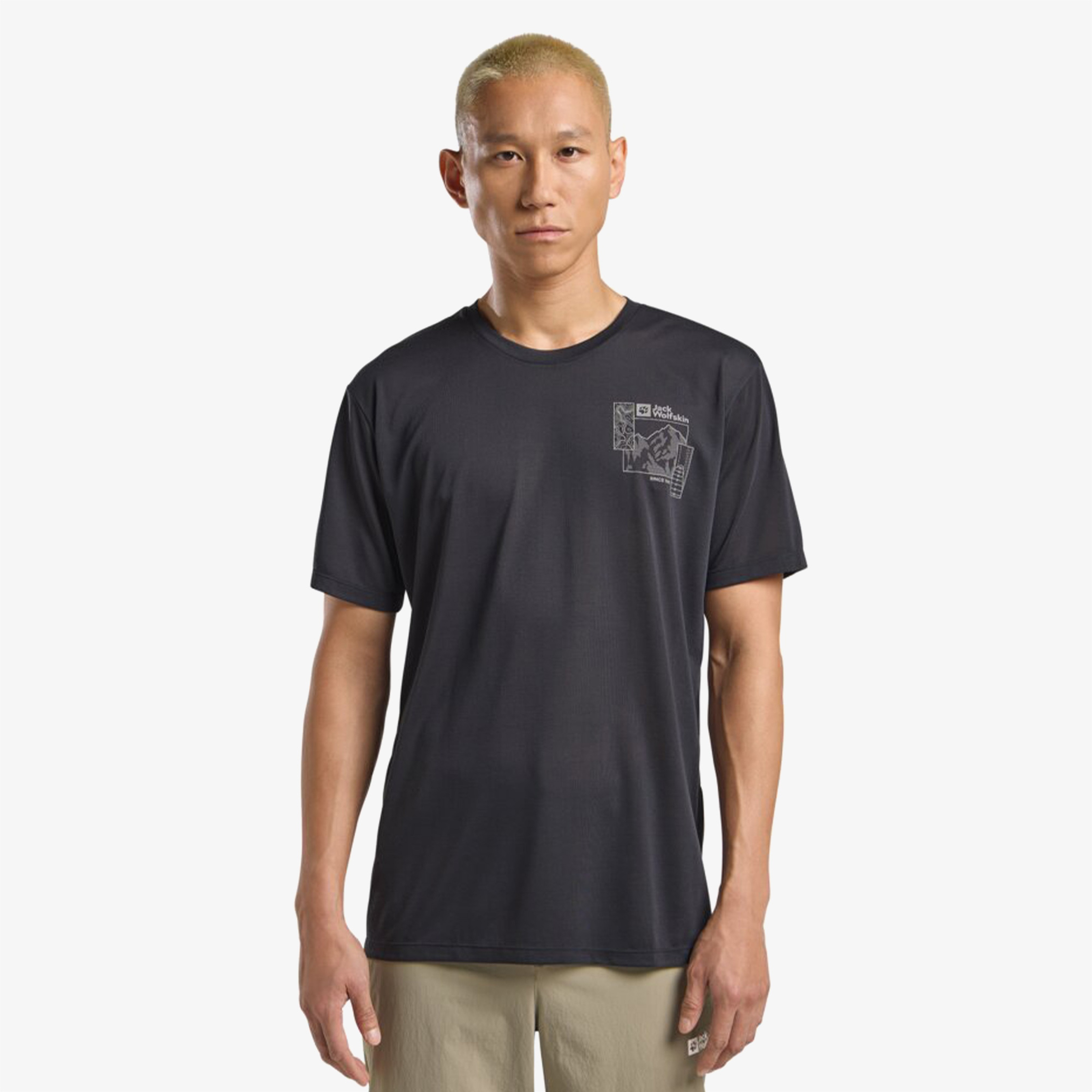 Jack Wolfskin Vonnan Graphic T M Erkek Siyah T-Shirt