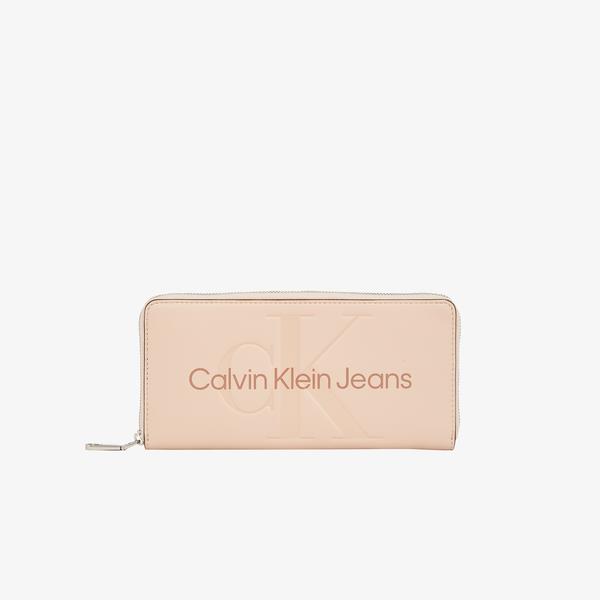 Calvin Klein Sculpted Zip Around Mono Kadın Pembe Cüzdan