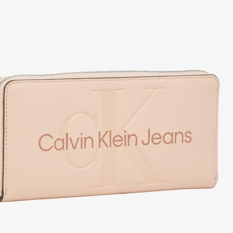 Calvin Klein Sculpted Zip Around Mono Kadın Pembe Cüzdan