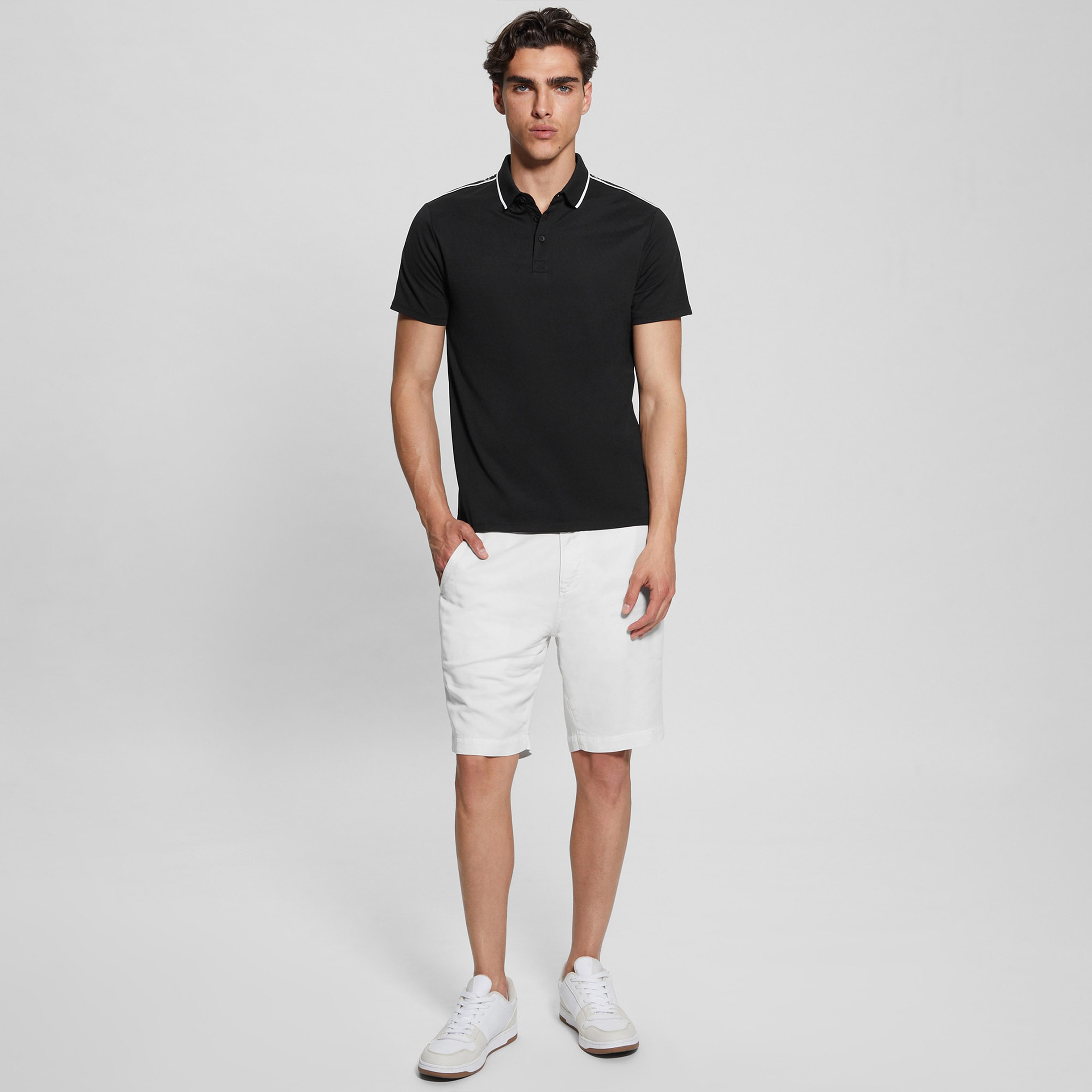 Guess Ss Guess Quattro G T  Erkek Siyah Polo T-Shirt