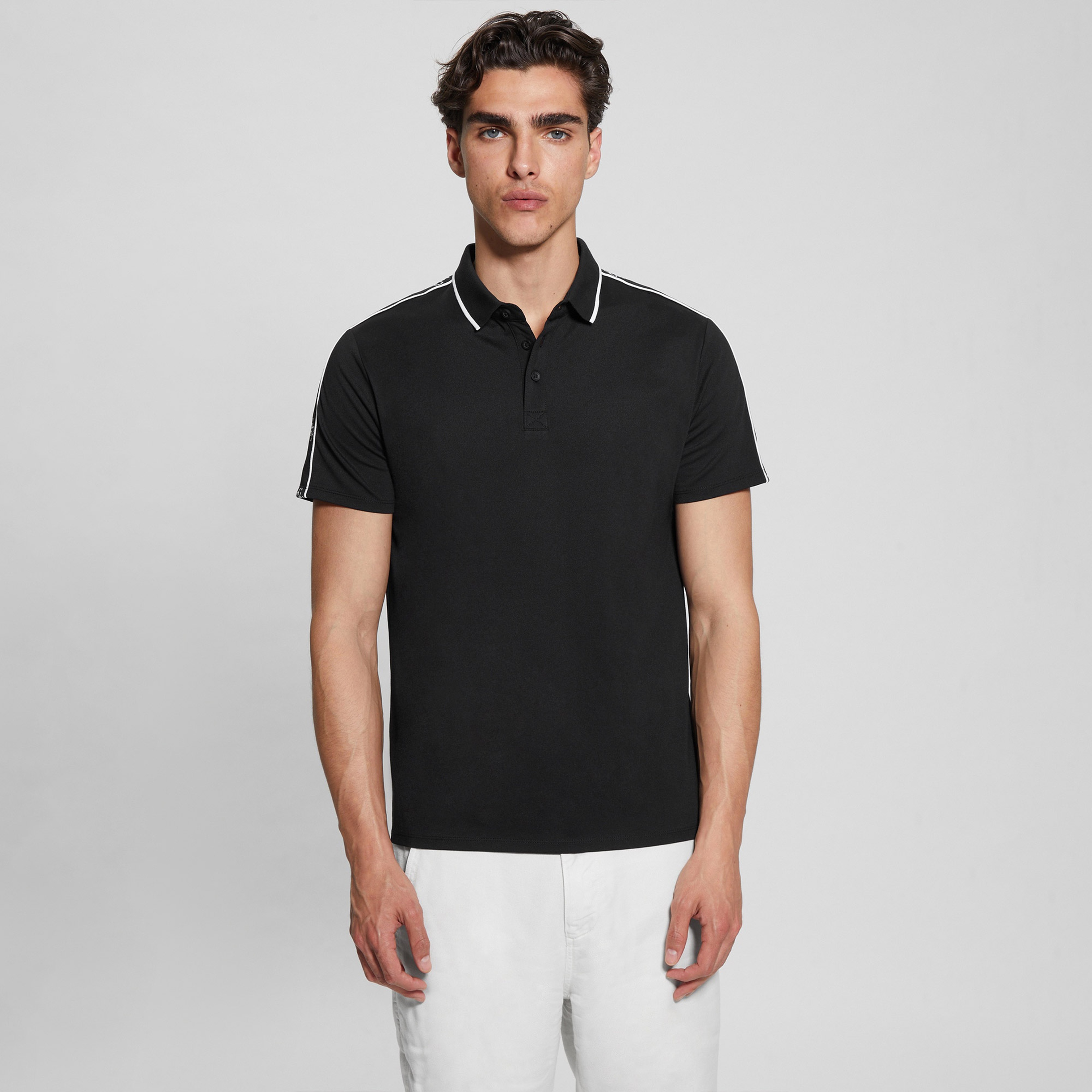 Guess Ss Guess Quattro G T  Erkek Siyah Polo T-Shirt
