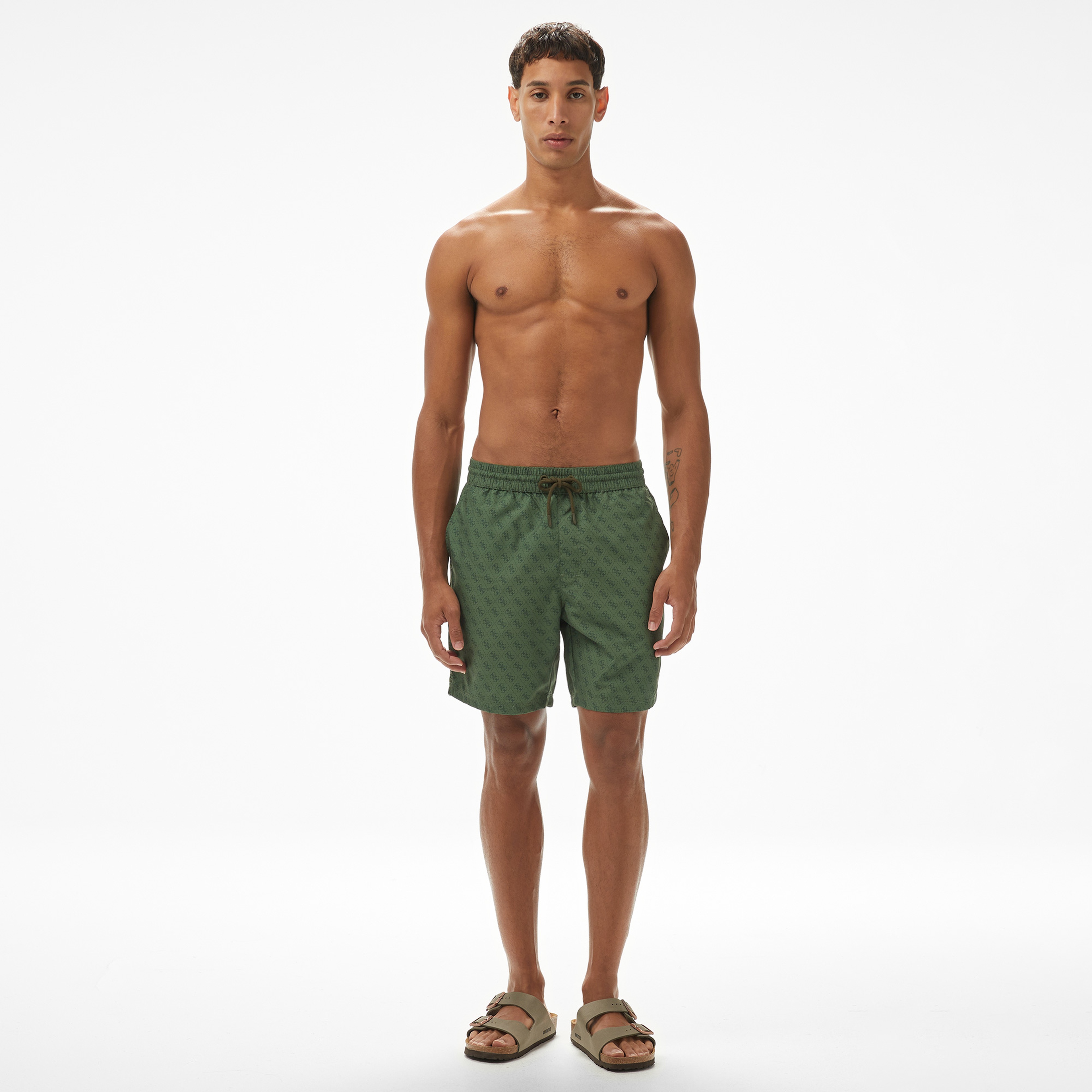 Guess Medium Twill 115 Erkek Yeşil Deniz Şortu