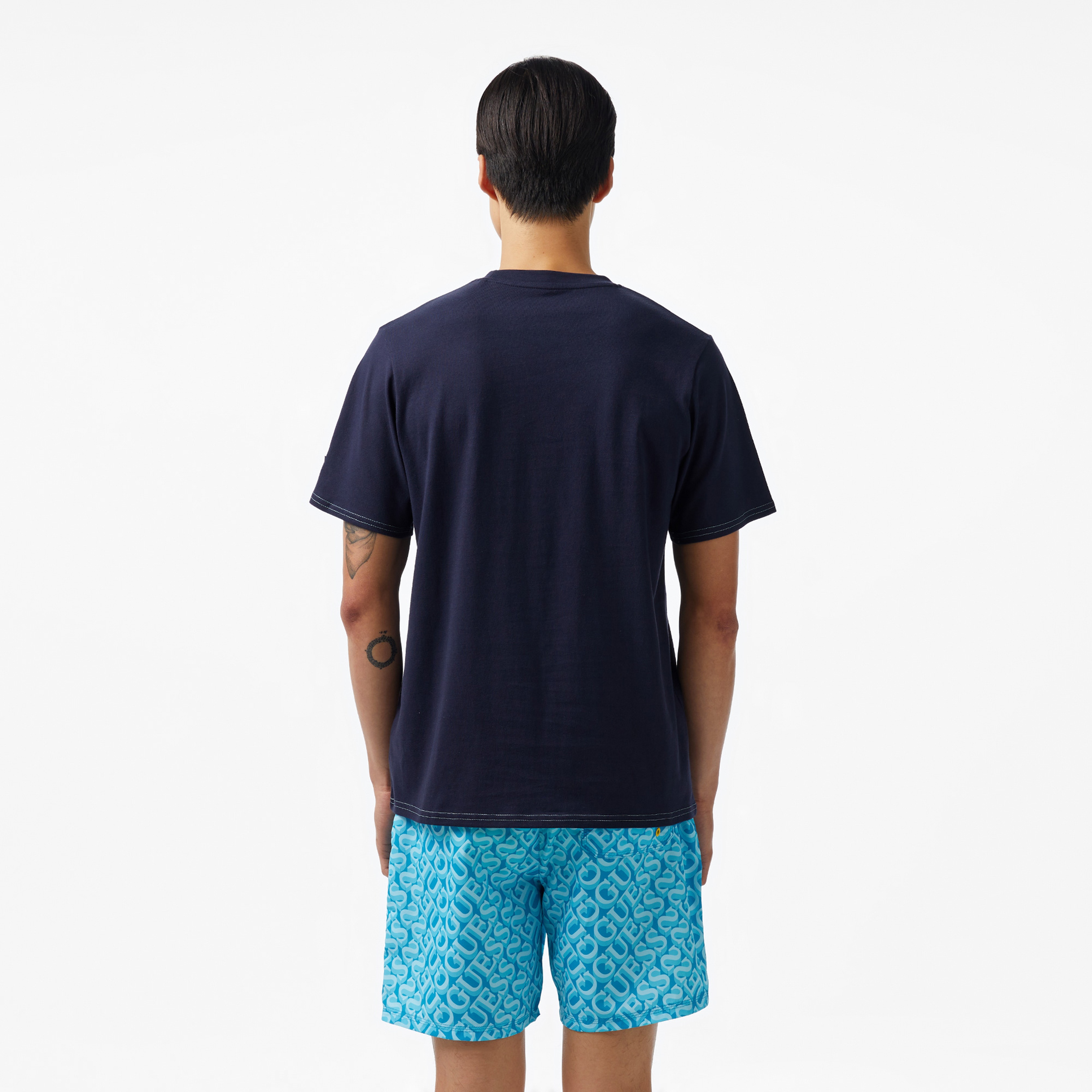 Guess Palm Logo Mid Organic Stream 180 Erkek Lacivert T-Shirt