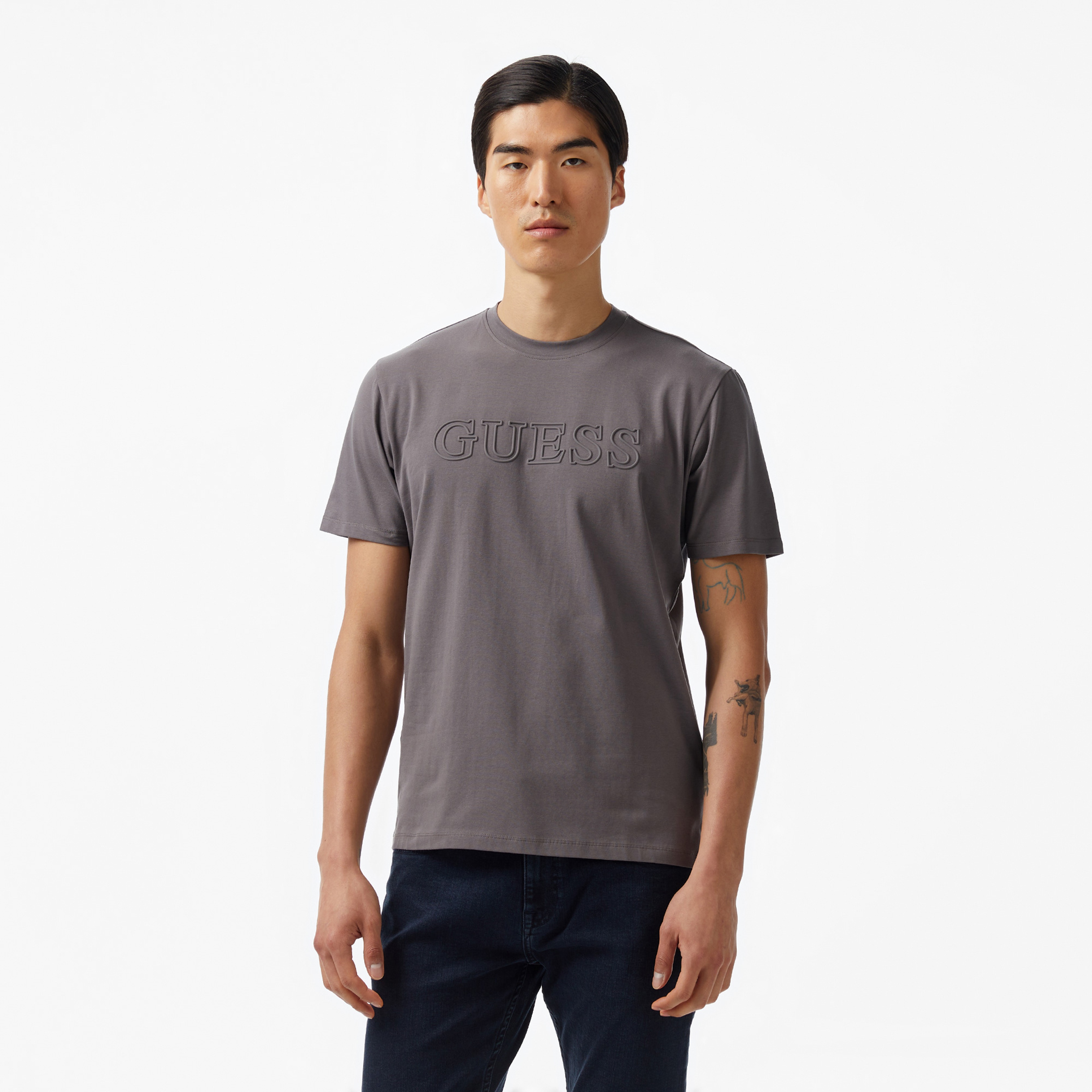Guess Alphy Mid Organicetch 180 Erkek Gri T-Shirt