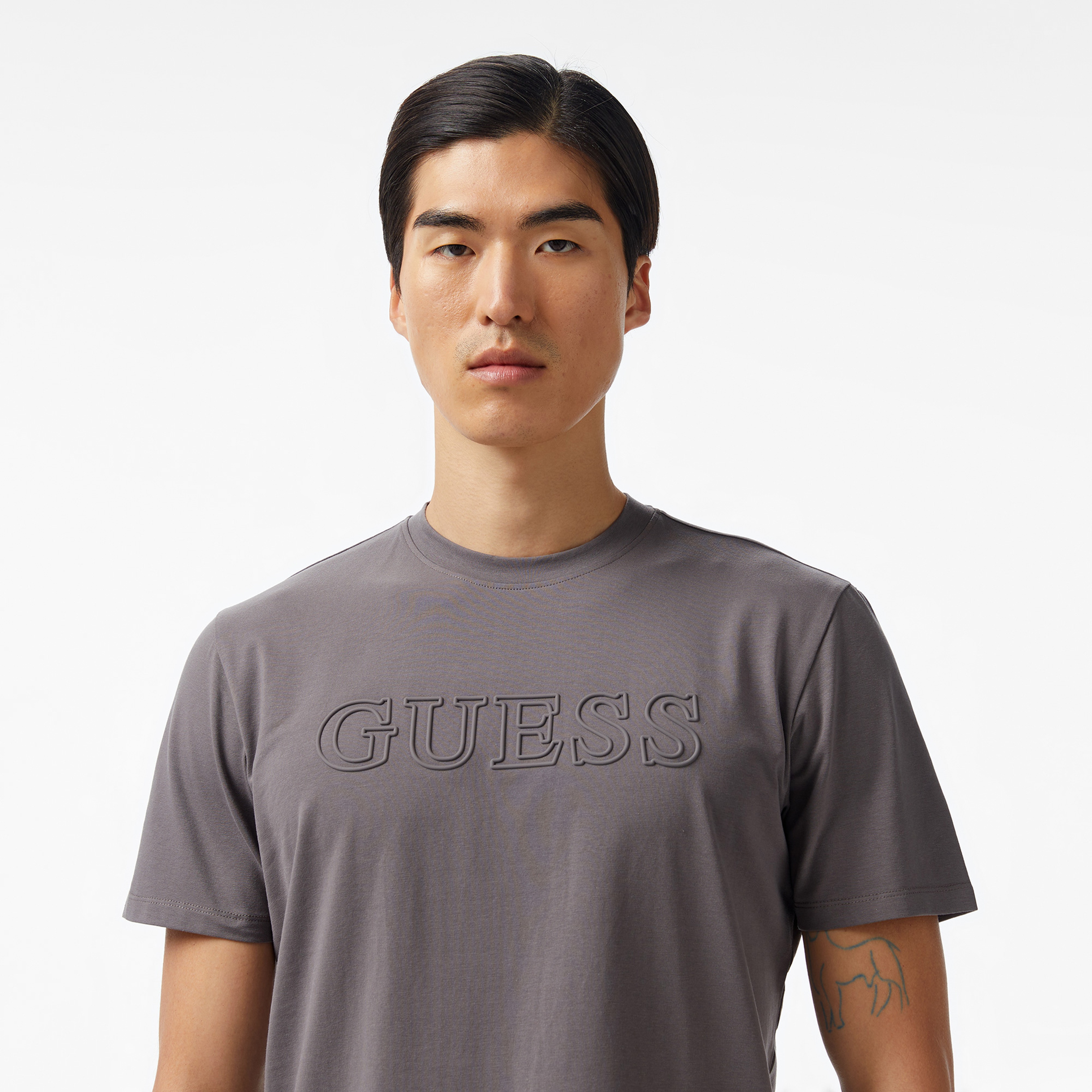 Guess Alphy Mid Organicetch 180 Erkek Gri T-Shirt