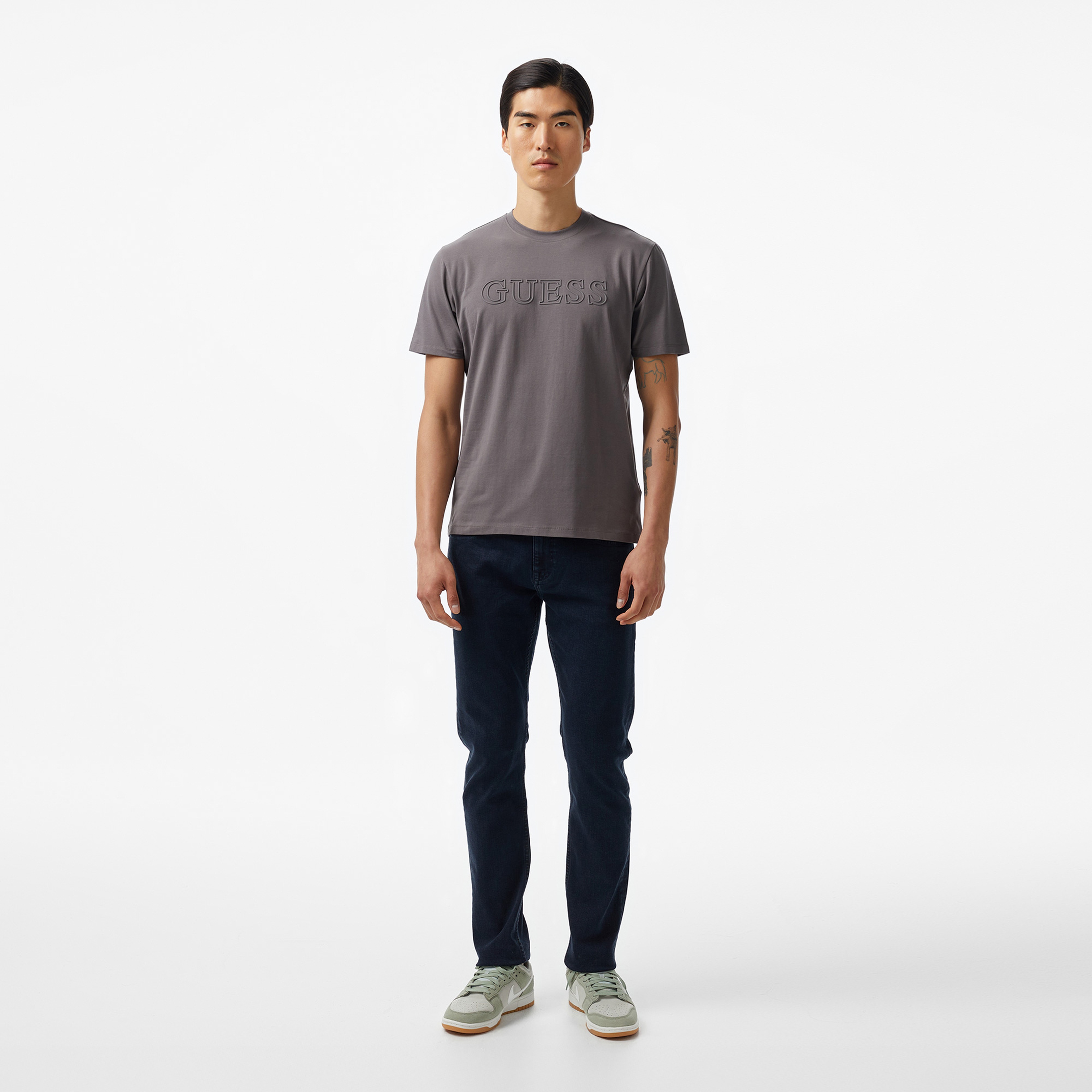 Guess Alphy Mid Organicetch 180 Erkek Gri T-Shirt
