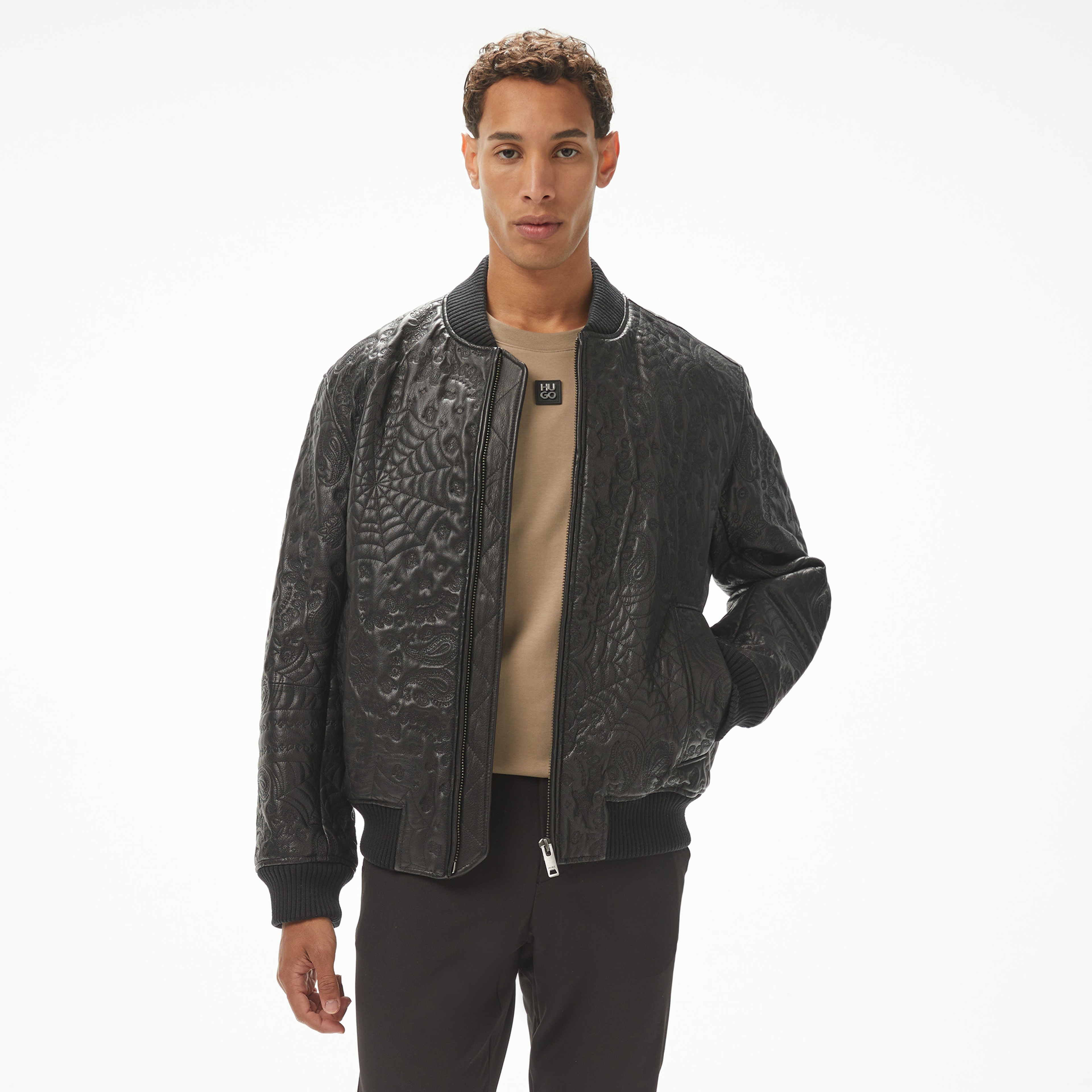 Hugo Lufter Erkek Siyah Deri Ceket