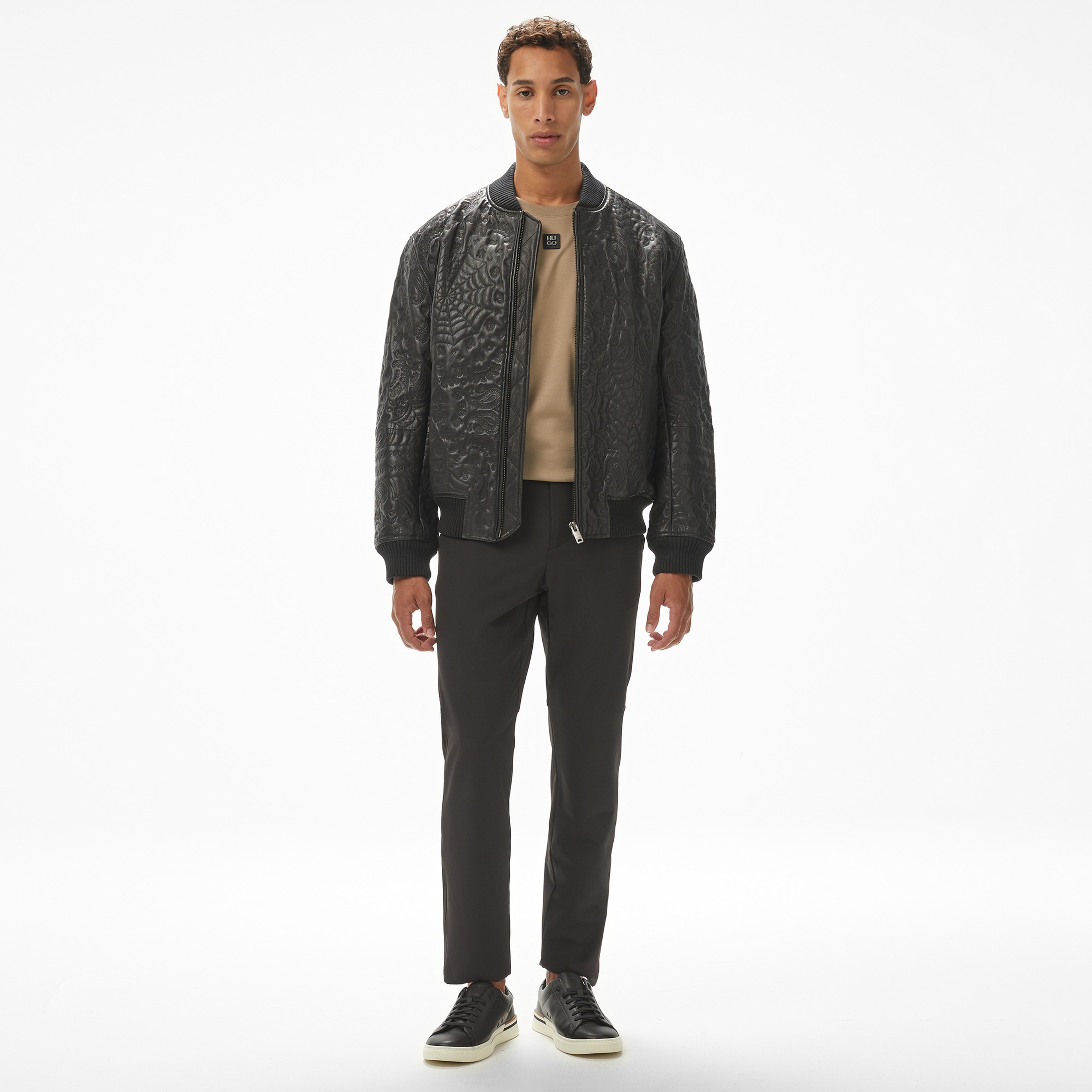 Hugo Lufter Erkek Siyah Deri Ceket