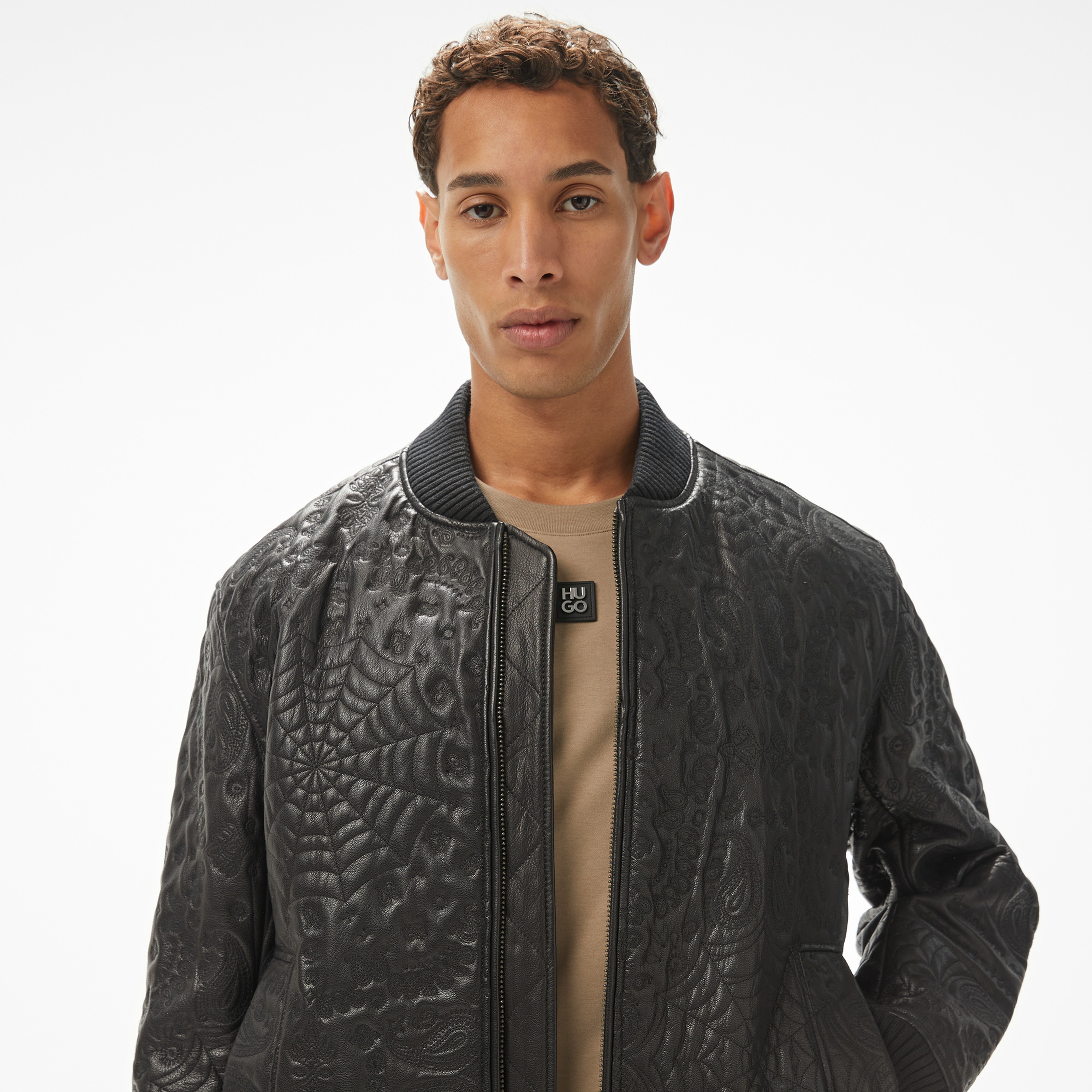 Hugo Lufter Erkek Siyah Deri Ceket