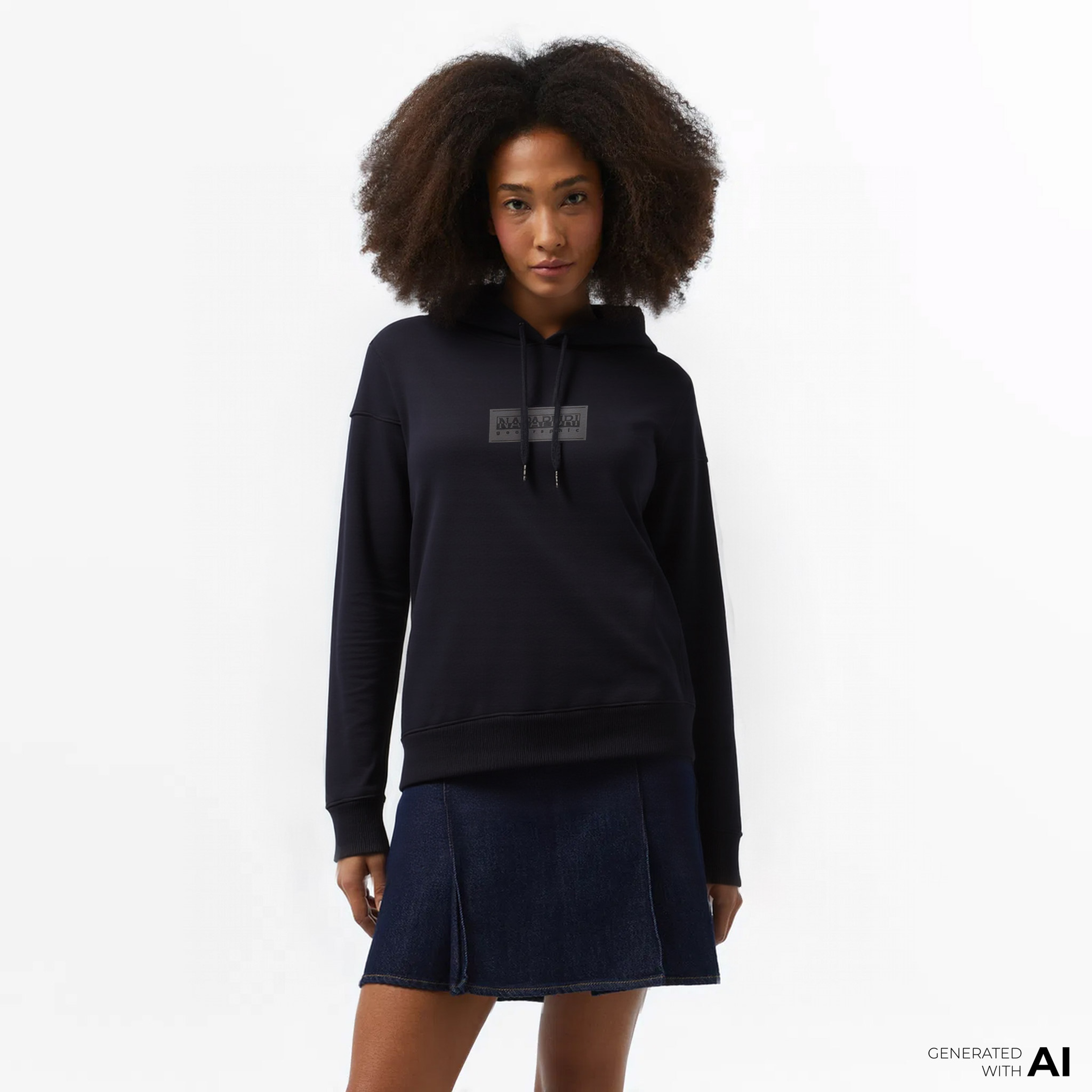 Napapijri B-Box Logo Kadın Siyah Sweatshirt