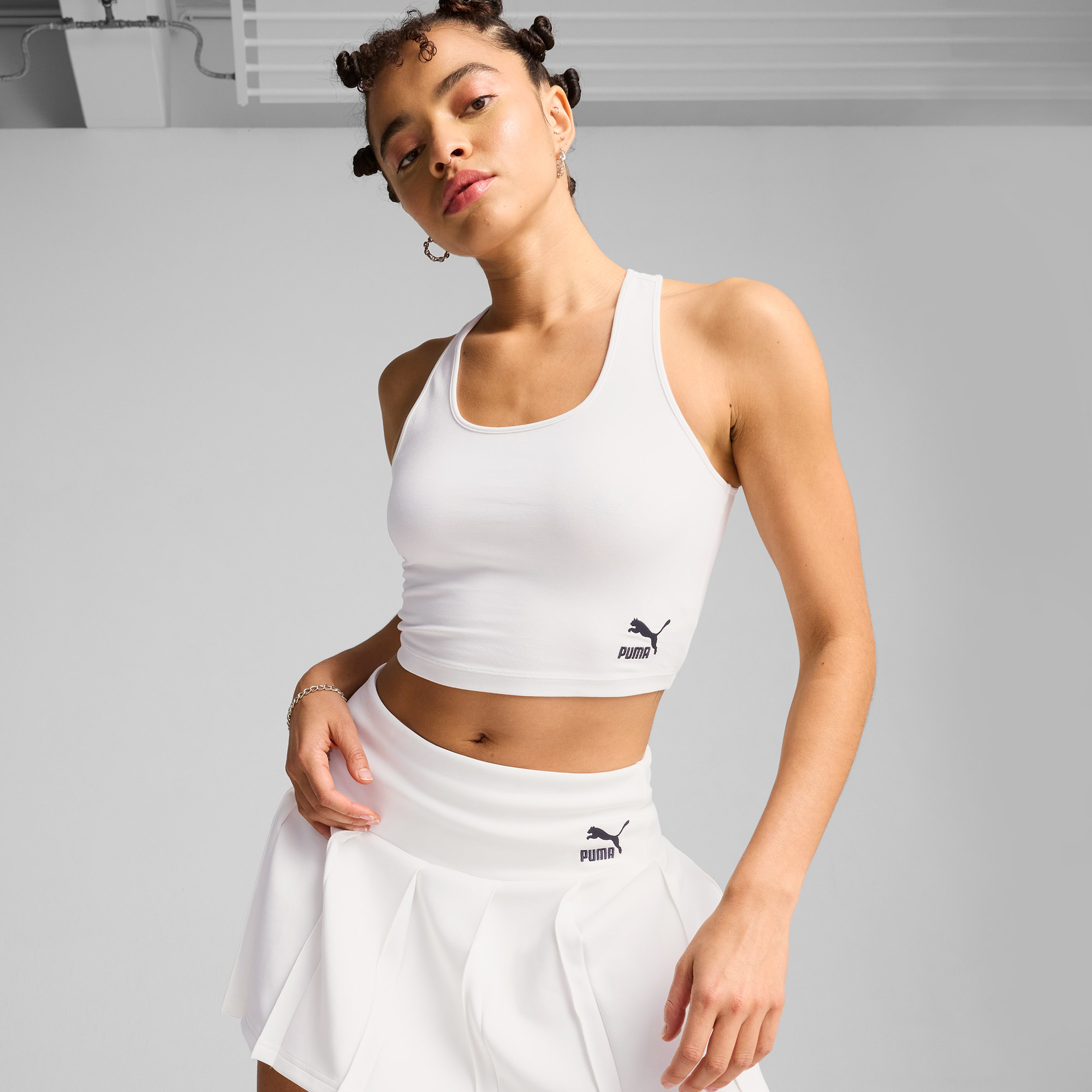 Puma Classics Crop Kadın Beyaz T-Shirt