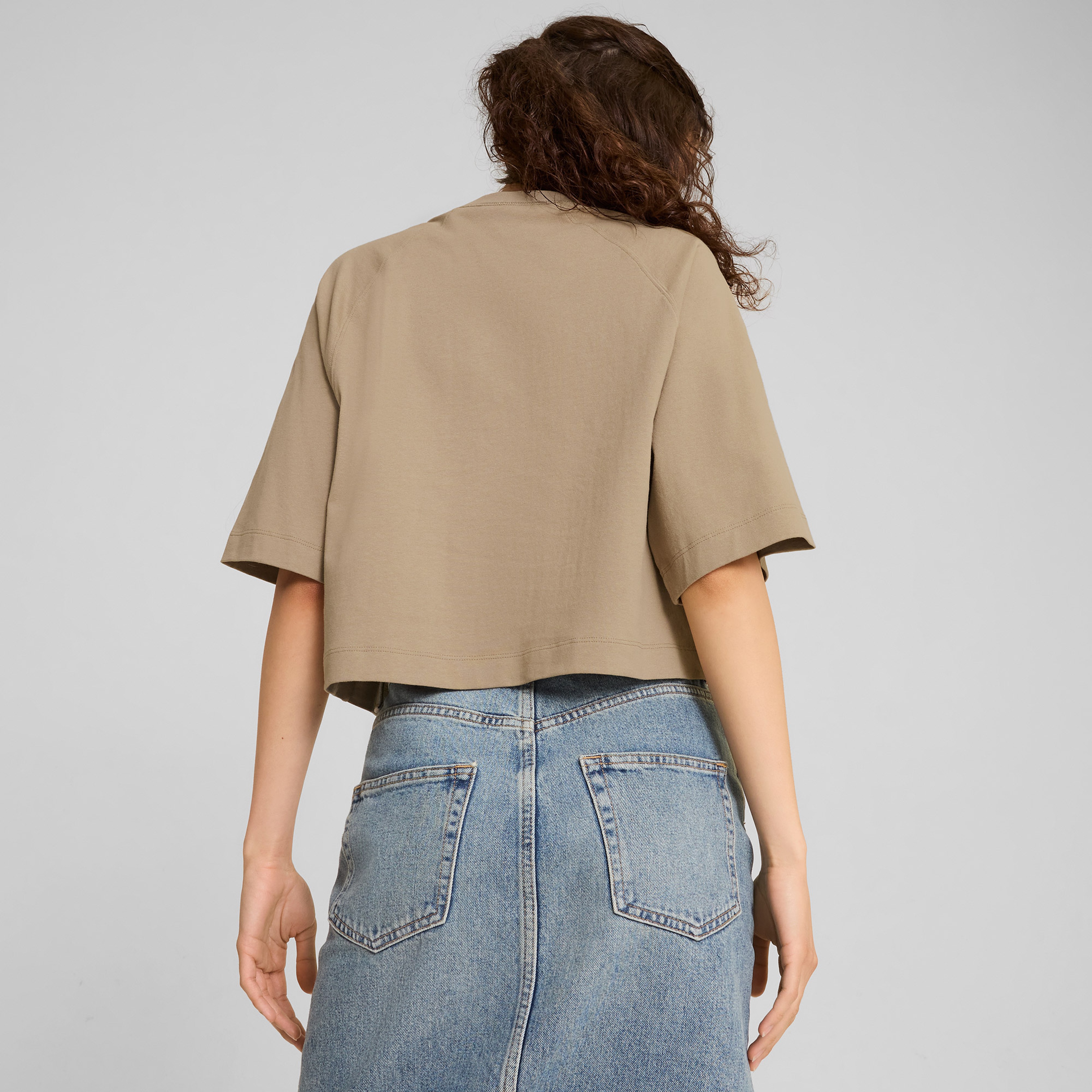 Puma Classics + Oversized Kadın Krem Rengi T-Shirt