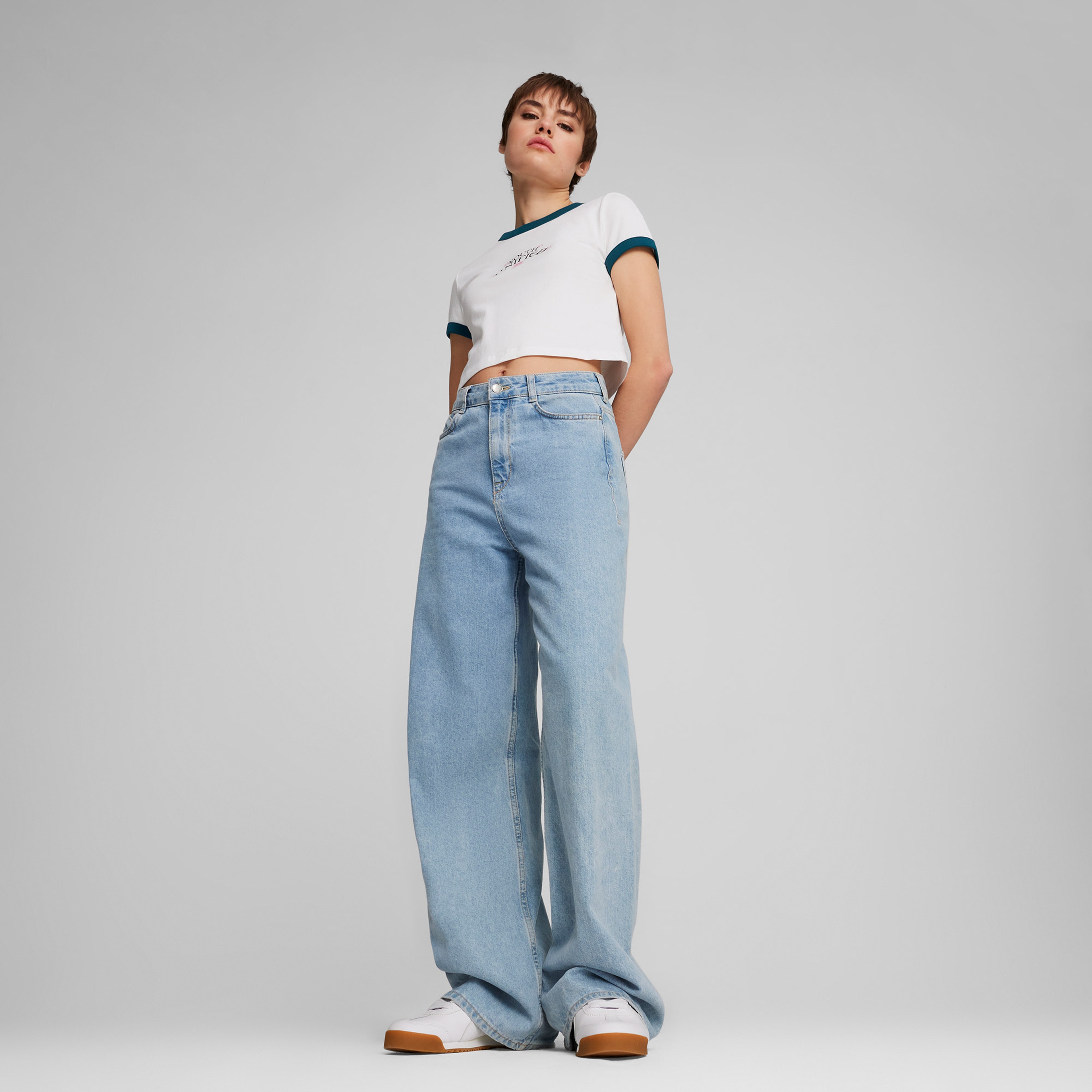 Puma Downtown Graphic Baby Kadın Beyaz T-Shirt