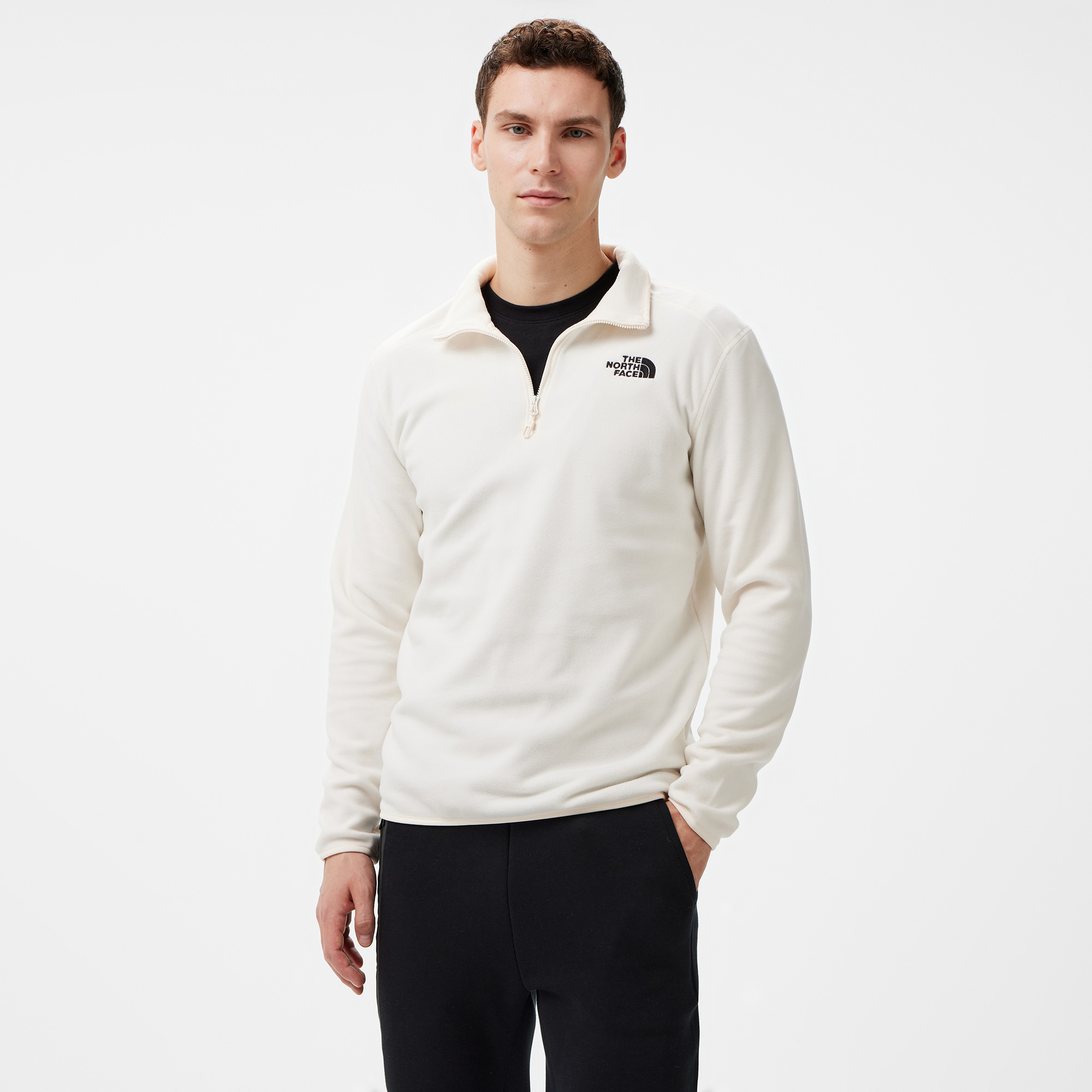 The North Face 100 Glacier 1/4 Zip Erkek Beyaz Polar