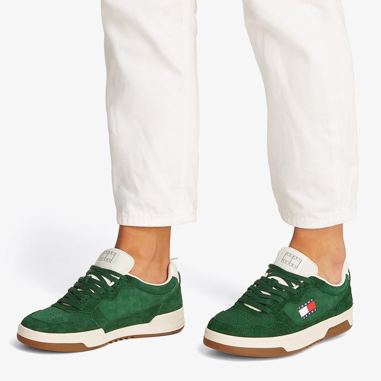 Tommy Hilfiger Cupsole Suede Erkek Yeşil Sneaker