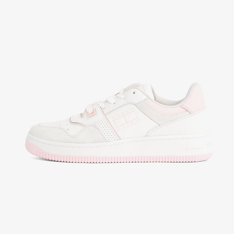 Tommy Hilfiger Retro Basket Washed Suede Kadın Pembe Sneaker