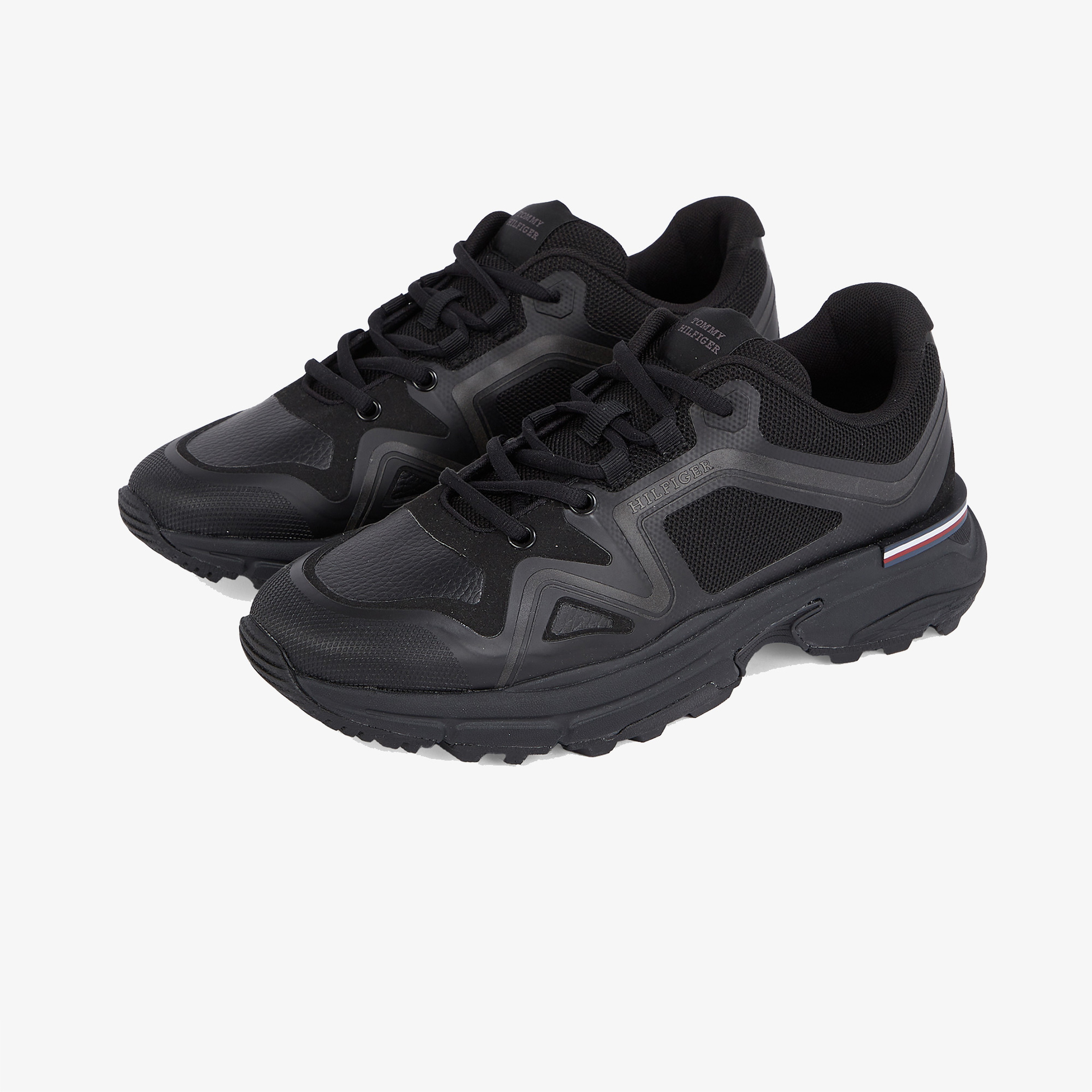 Tommy Hilfiger Runner Tech Knit Mix Erkek Siyah Sneaker