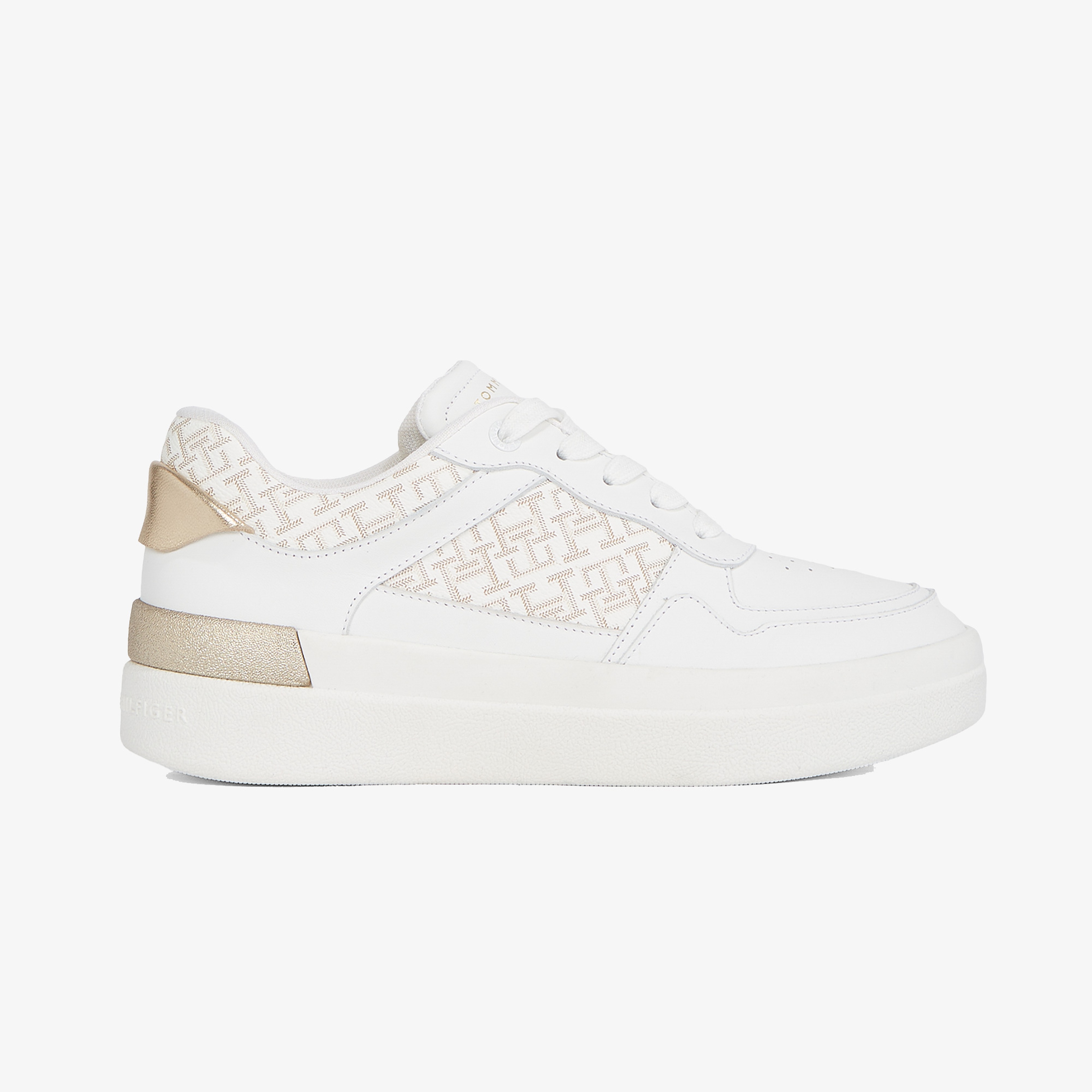Tommy Hilfiger Lux Court Monogram Kadın Beyaz Sneaker