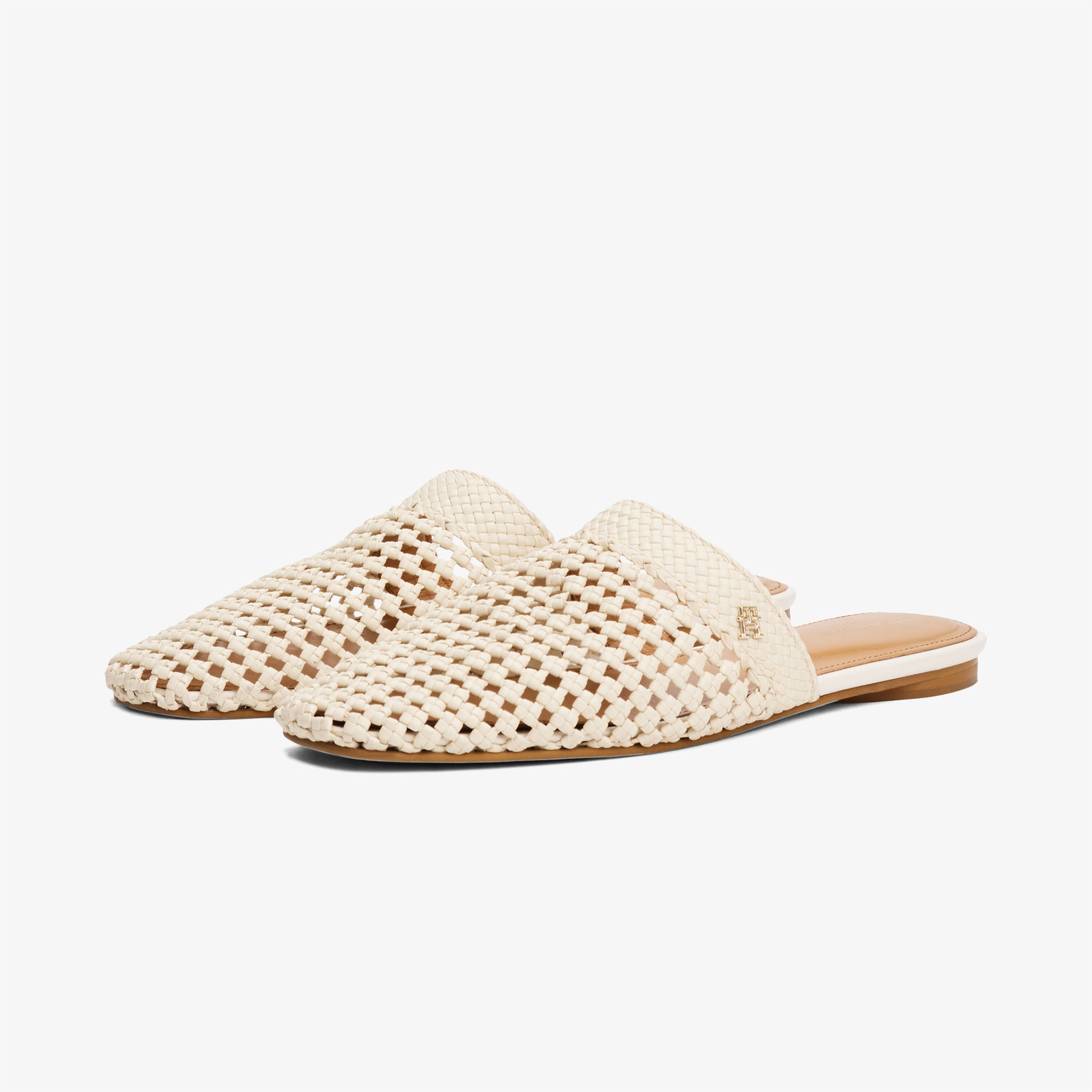 Tommy Hilfiger Crochet Leather Kadın Bej Terlik