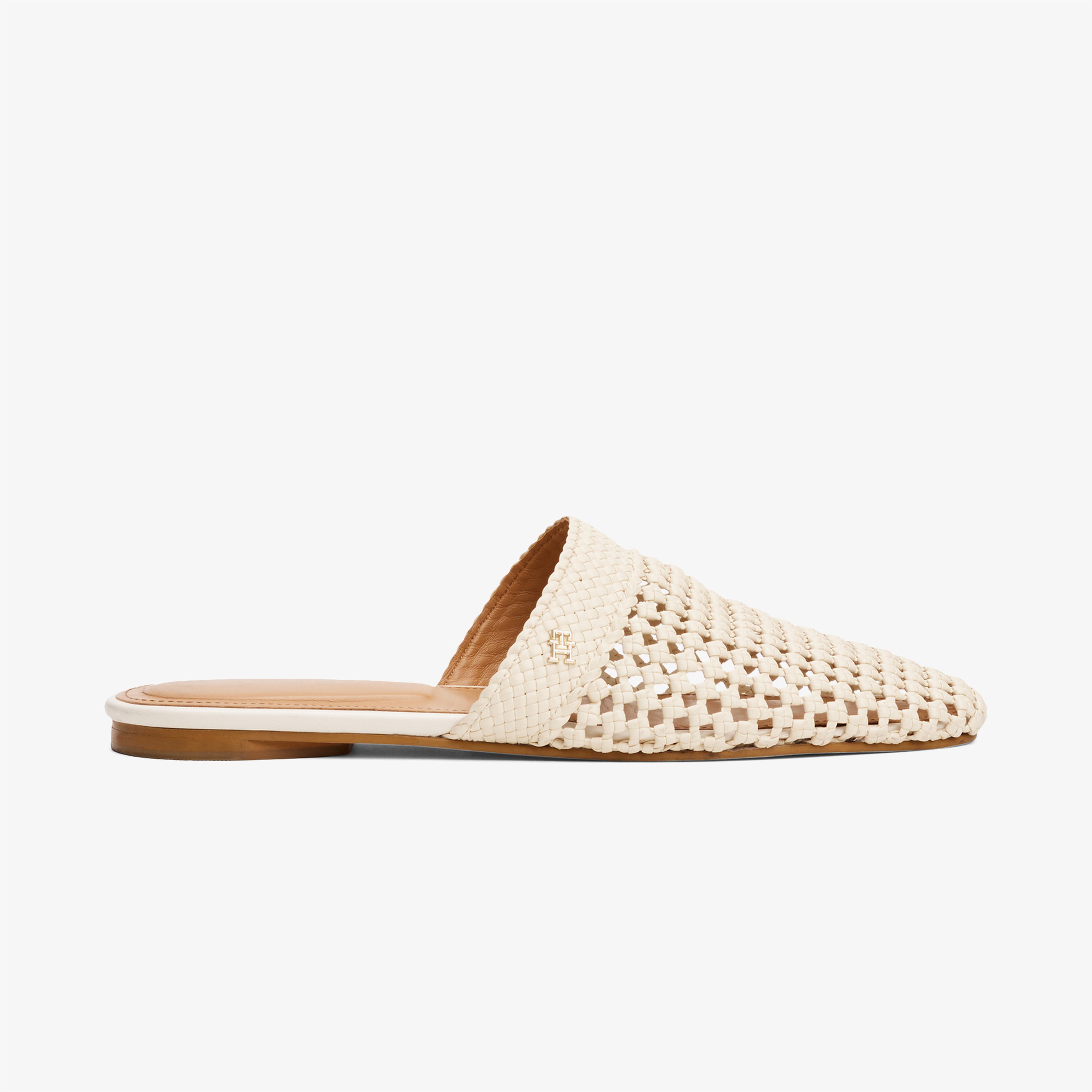 Tommy Hilfiger Crochet Leather Kadın Bej Terlik