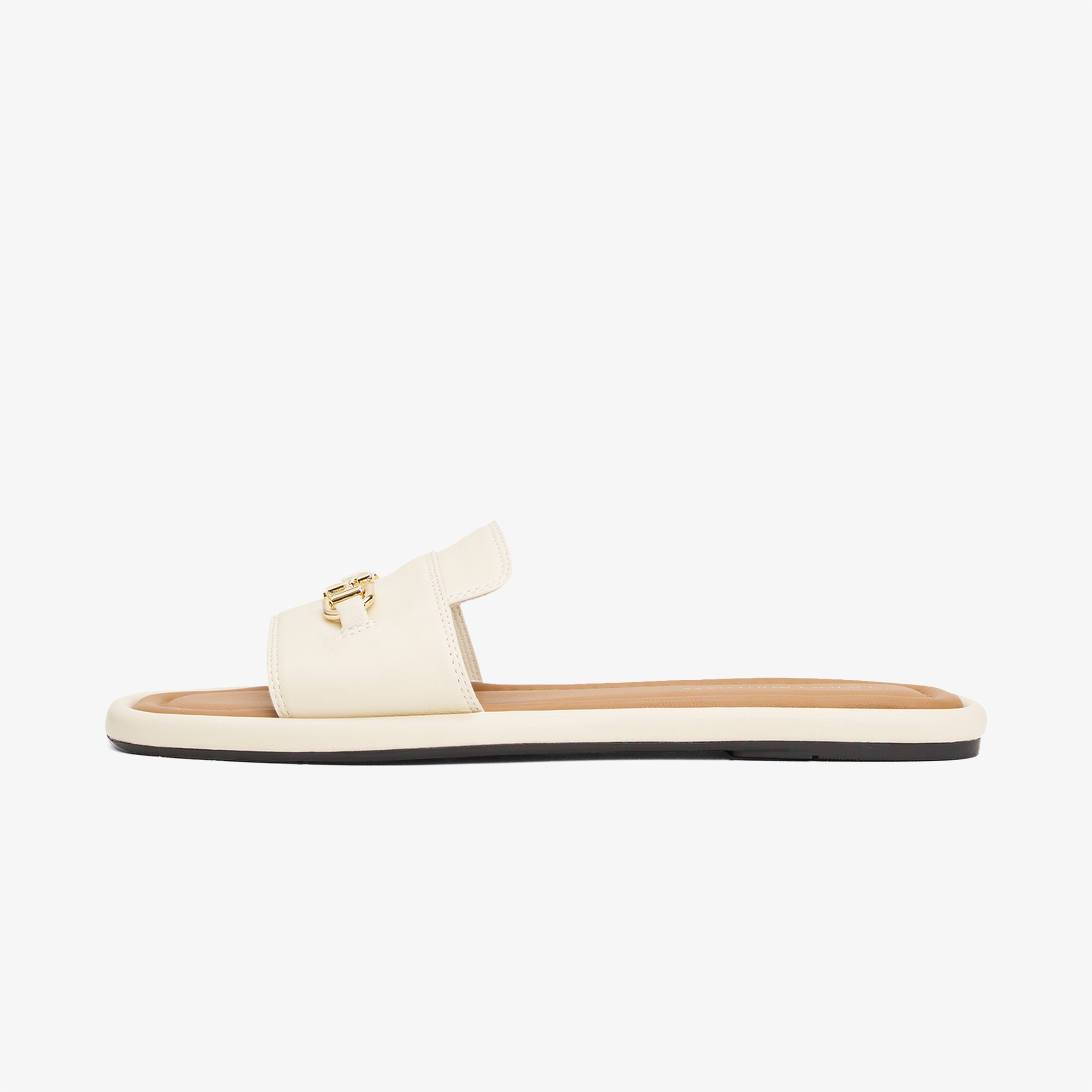 Tommy Hilfiger Leather Horsebit Kadın Bej Sandalet