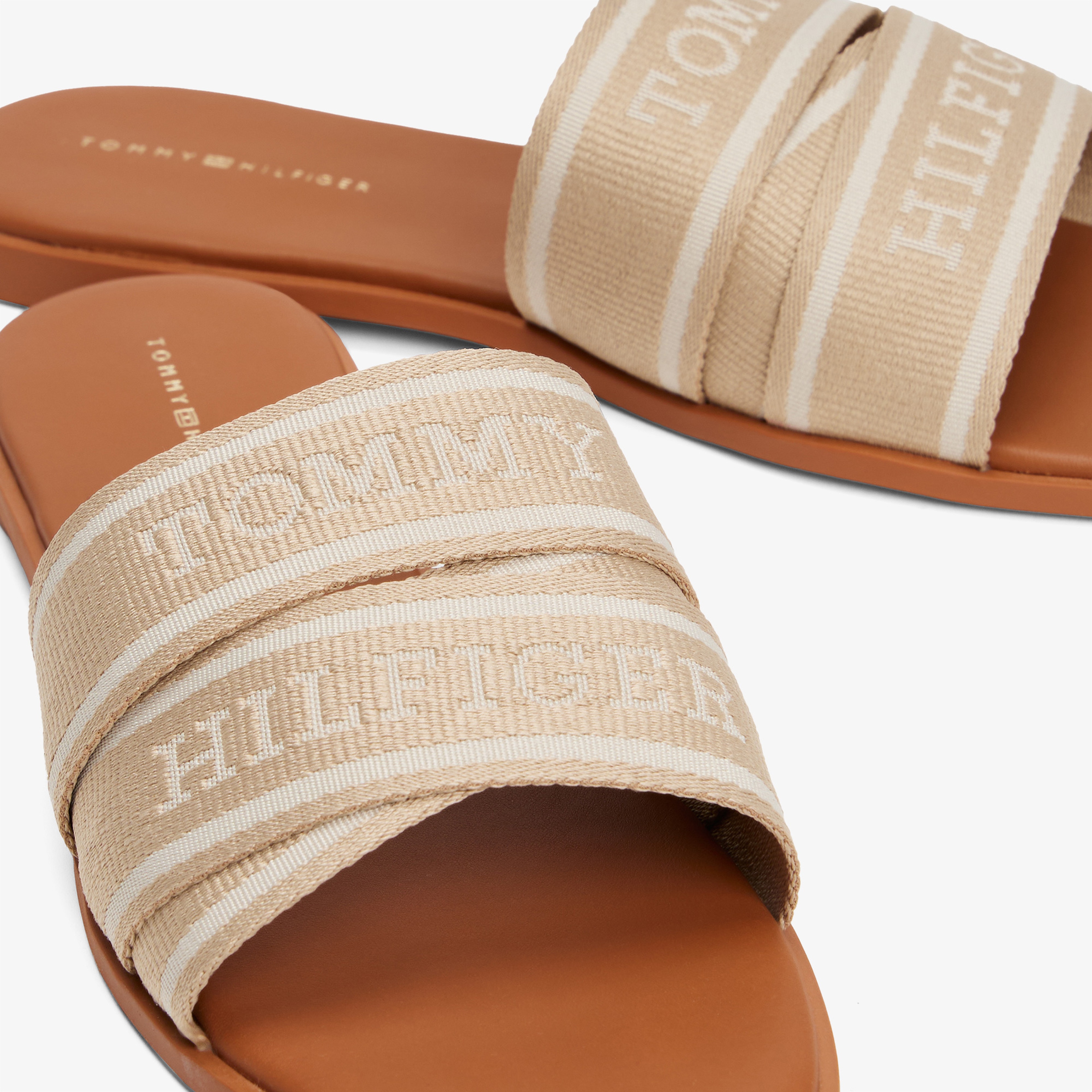 Tommy Hilfiger Webbing Kadın Bej Sandalet