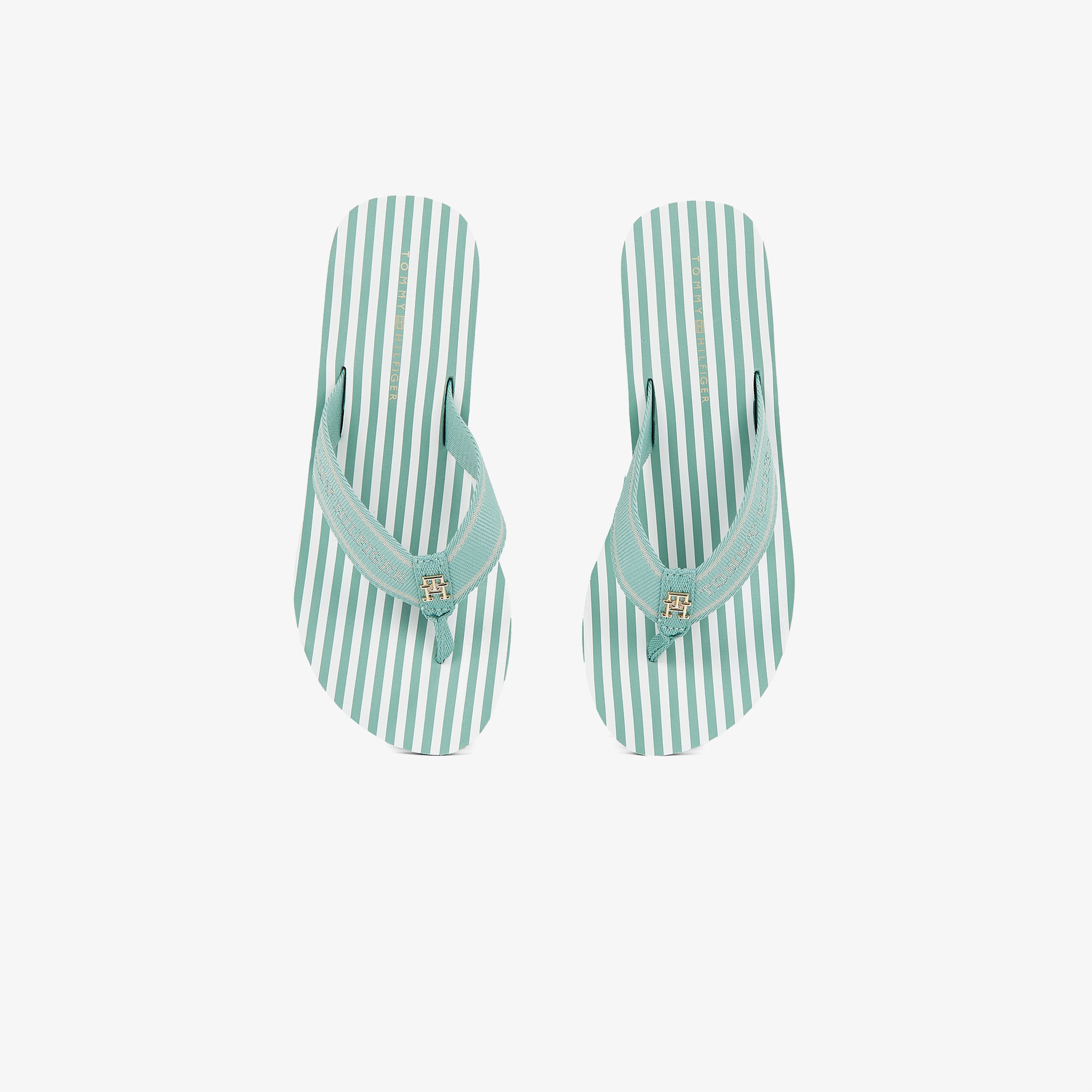 Tommy Hilfiger Stripes Wedge Beach Kadın Yeşil Terlik