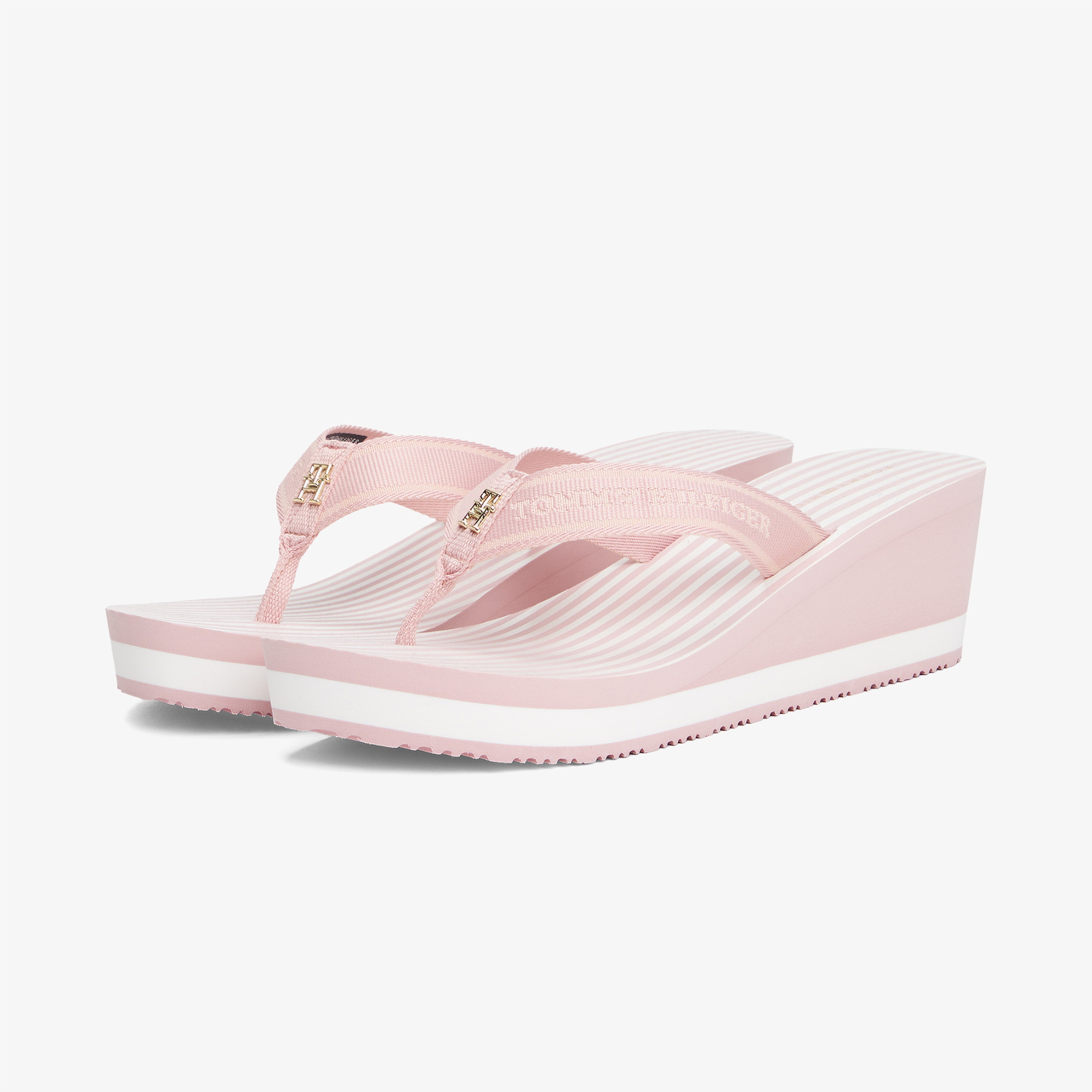 Tommy Hilfiger Stripes Wedge Beach Kadın Pembe Terlik