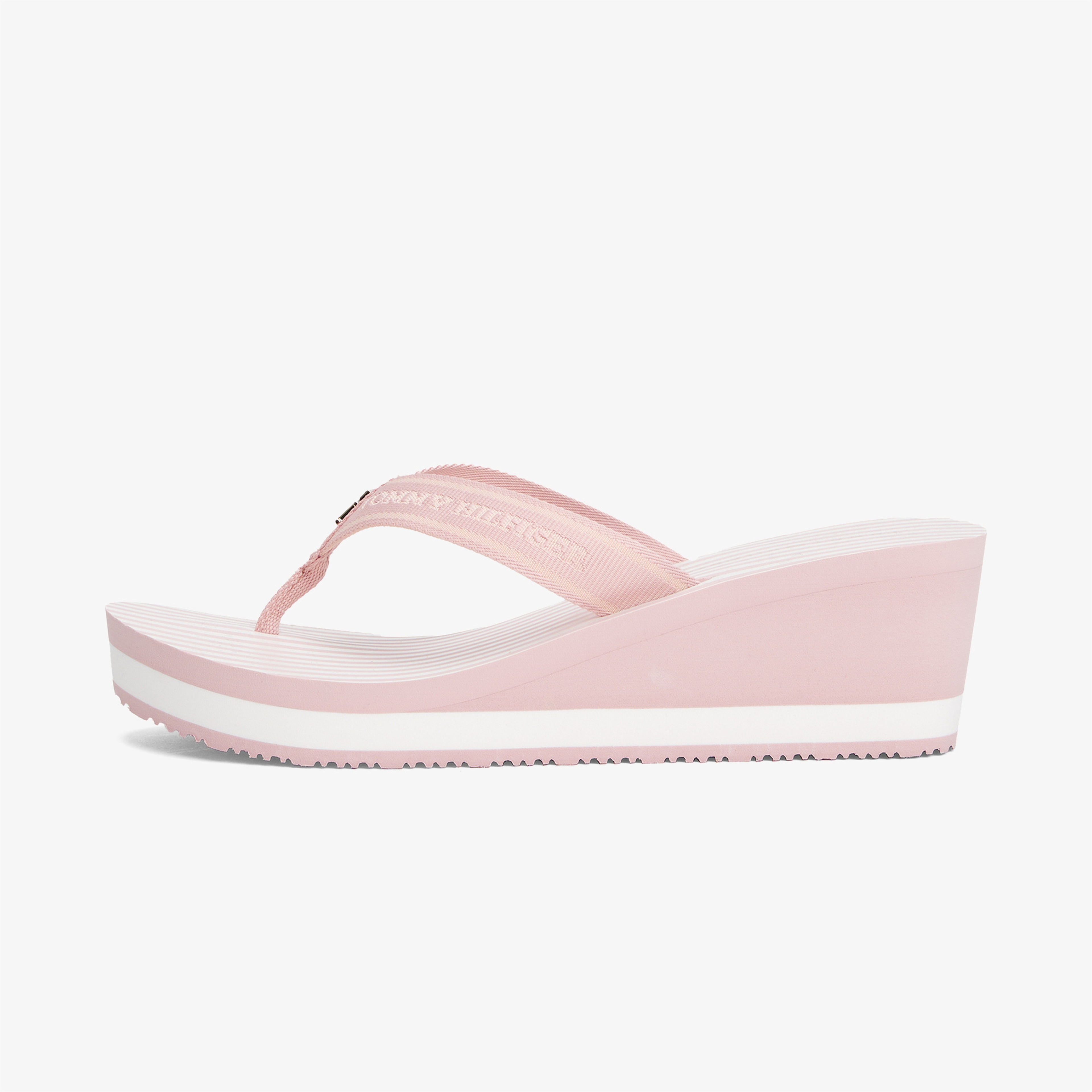 Tommy Hilfiger Stripes Wedge Beach Kadın Pembe Terlik
