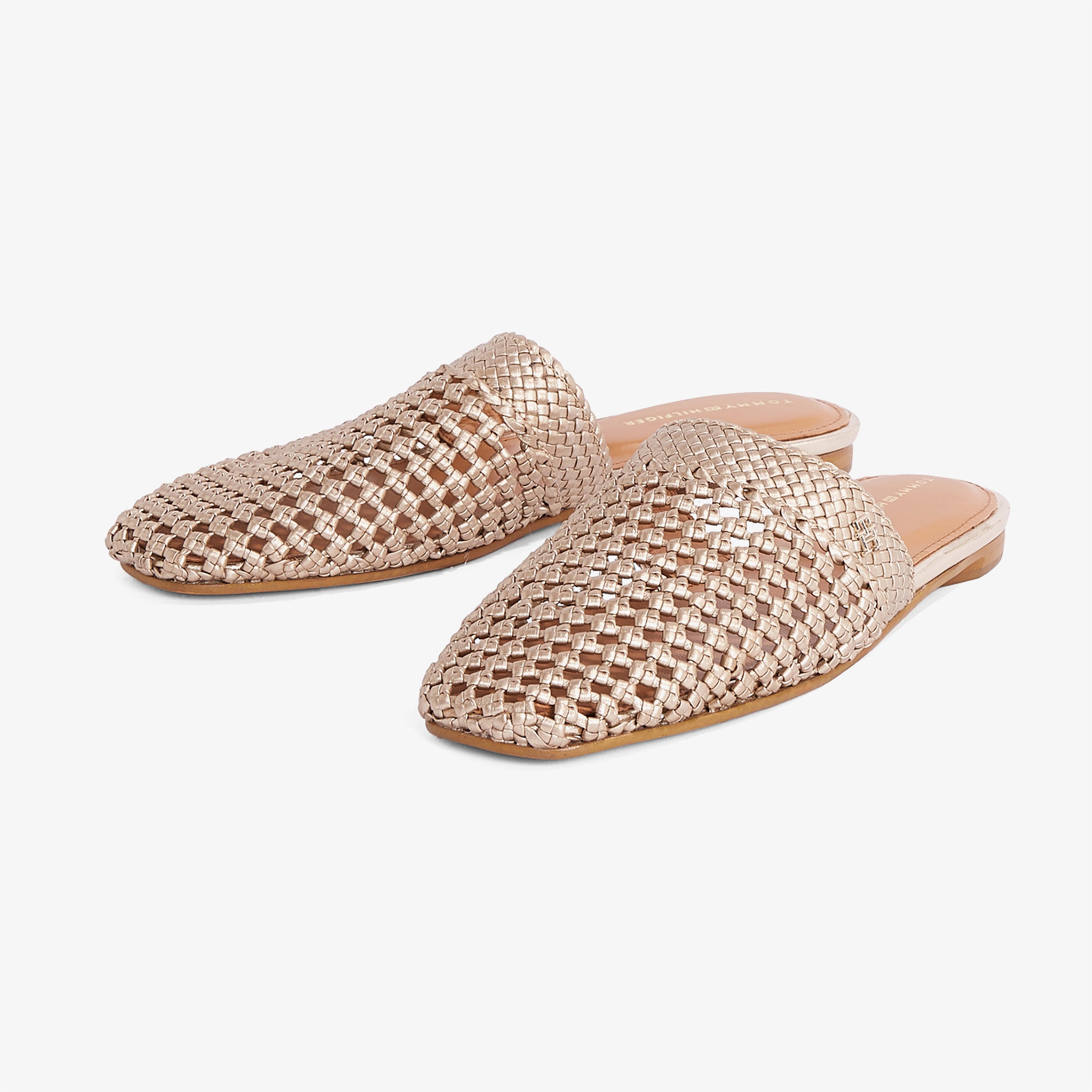 Tommy Hilfiger Crochet Metallic Leather Mule Kadın Kahverengi Terlik