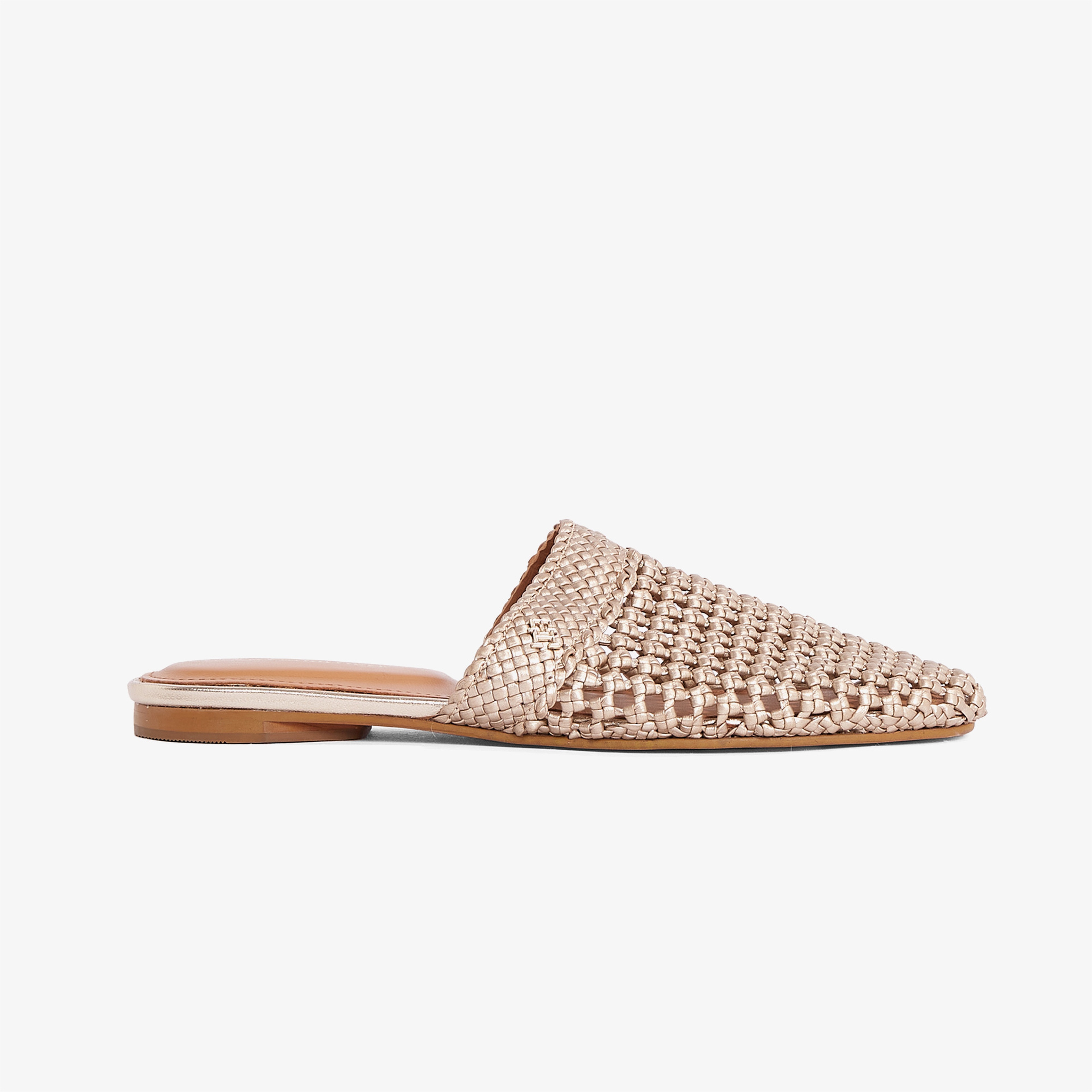Tommy Hilfiger Crochet Metallic Leather Mule Kadın Kahverengi Terlik