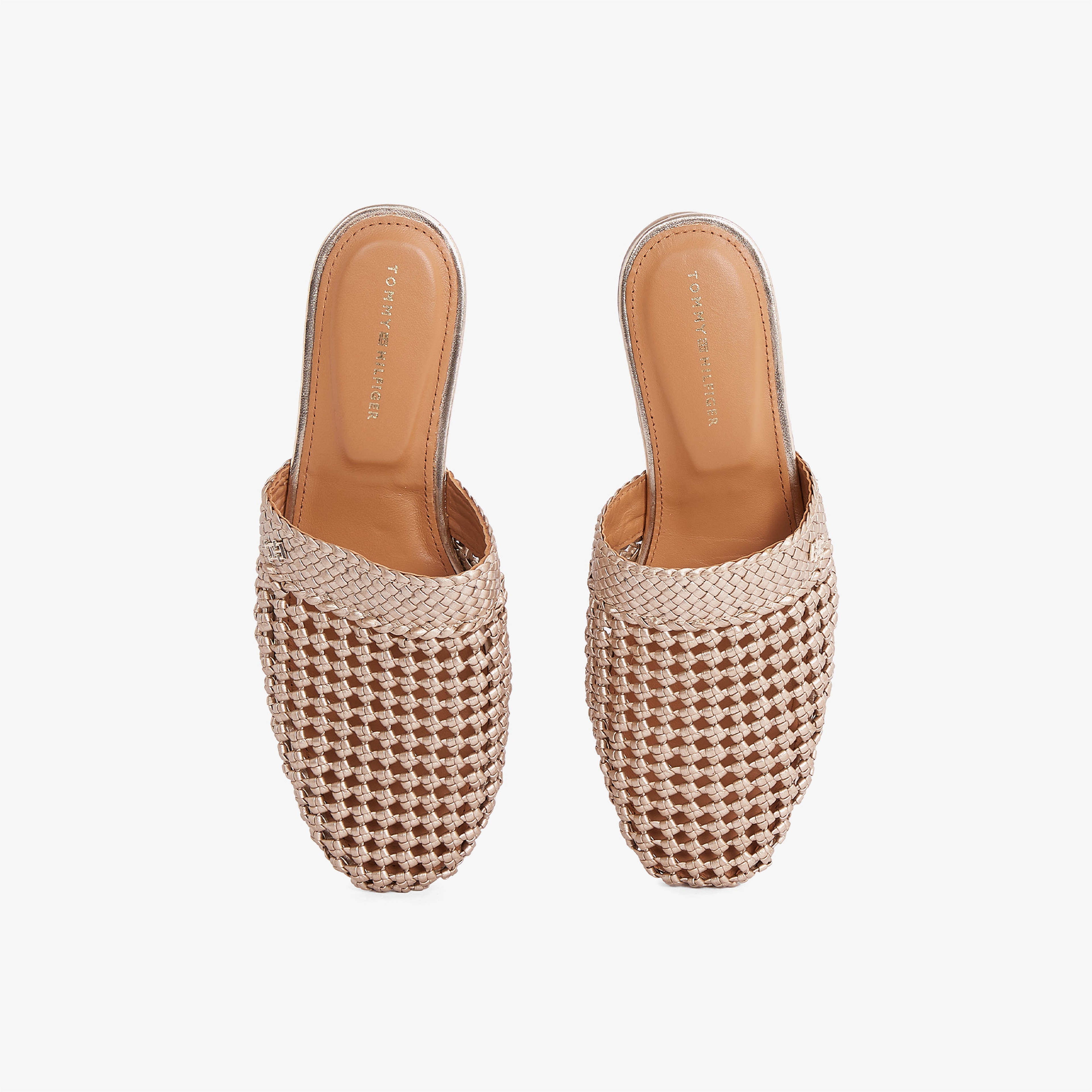 Tommy Hilfiger Crochet Metallic Leather Mule Kadın Kahverengi Terlik