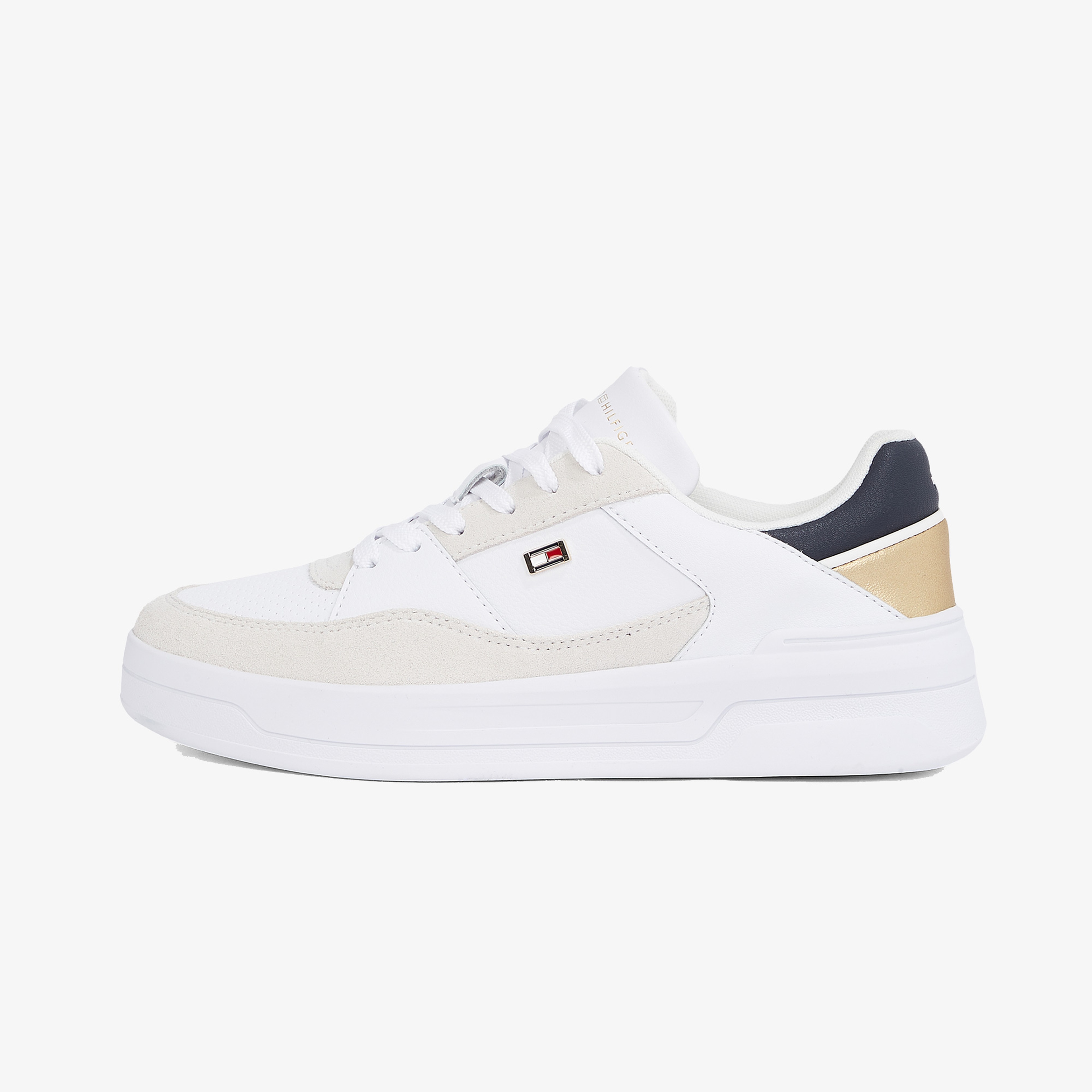 Tommy Hilfiger Essent Basket Metallic Kadın Beyaz Sneaker