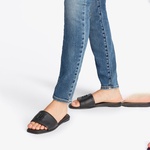 Tommy Hilfiger Logo Hardware Leather Kadın Siyah Sandalet