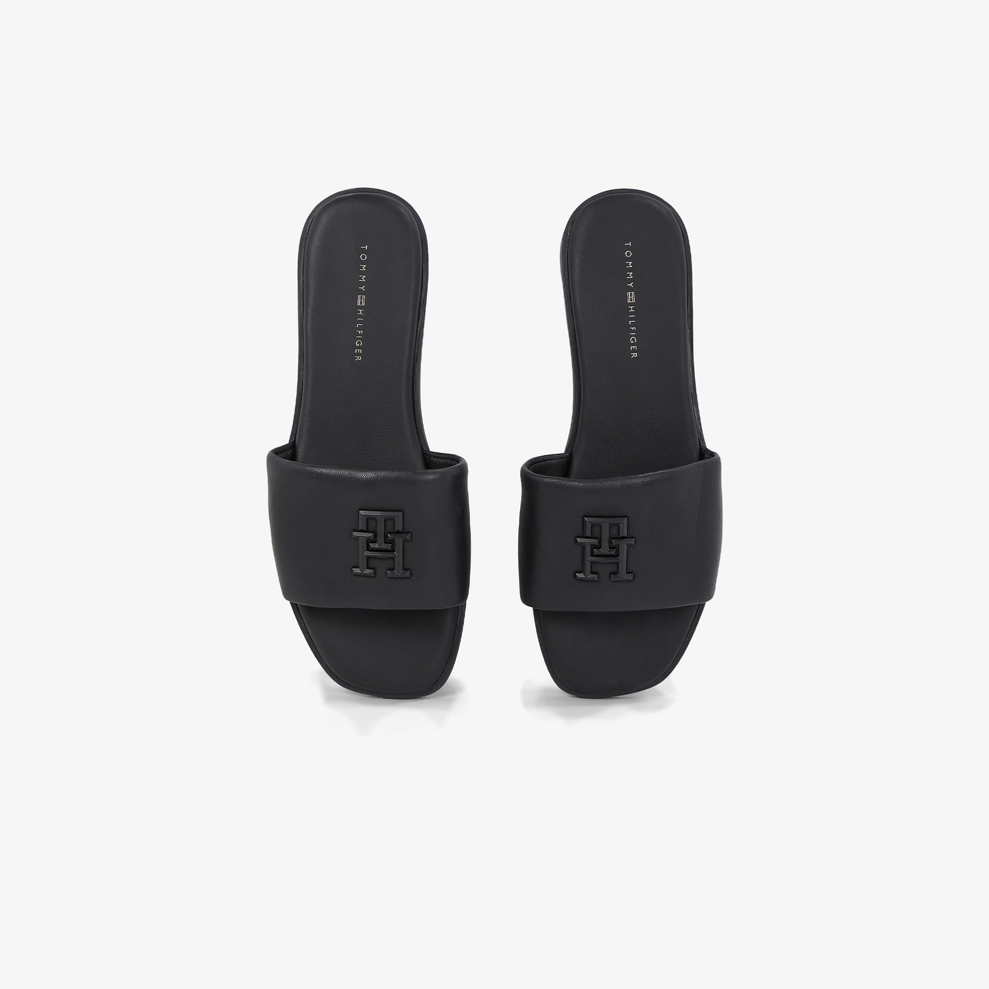 Tommy Hilfiger Logo Hardware Leather Kadın Siyah Sandalet