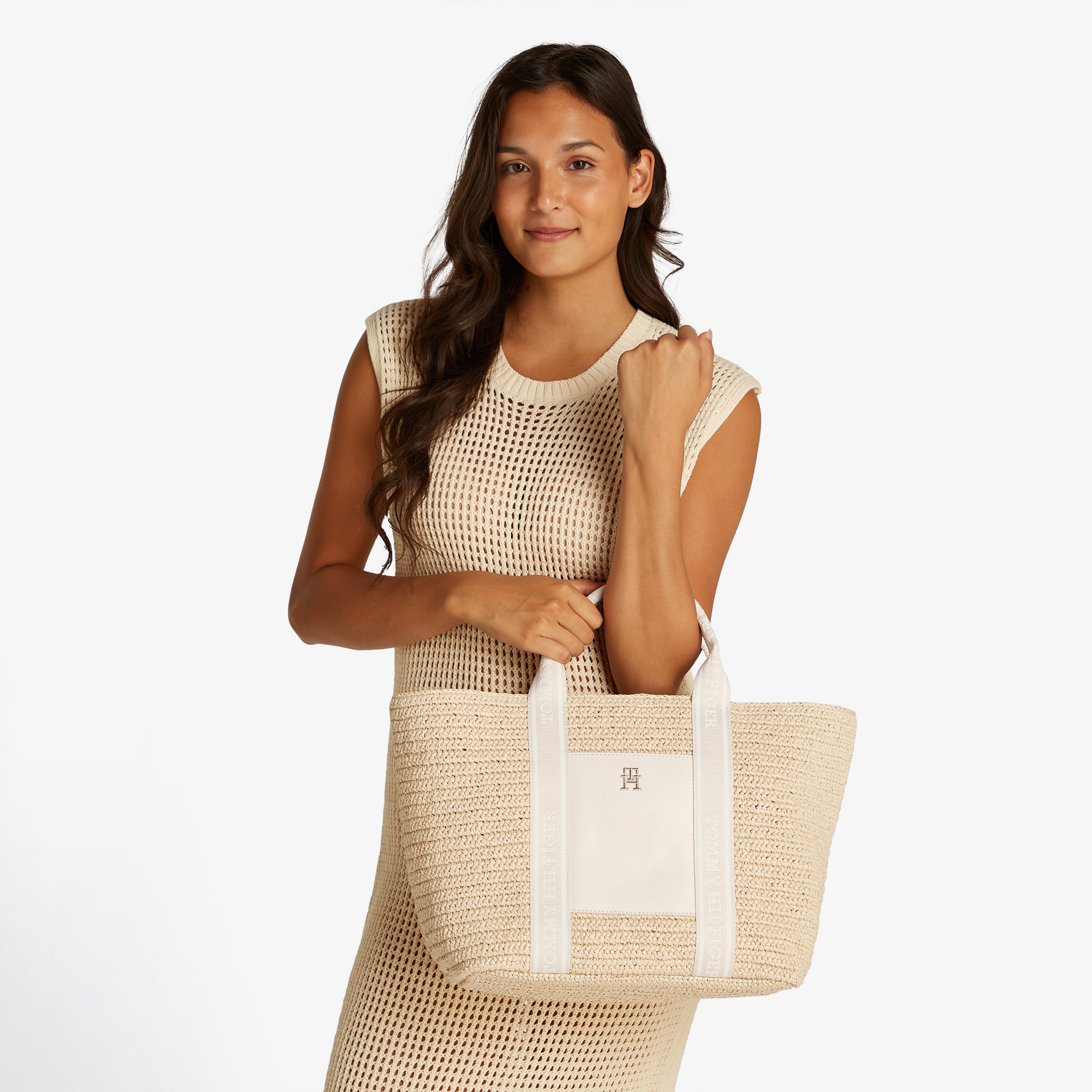 Tommy Hilfiger Spring Logo Kadın Bej El Çantası