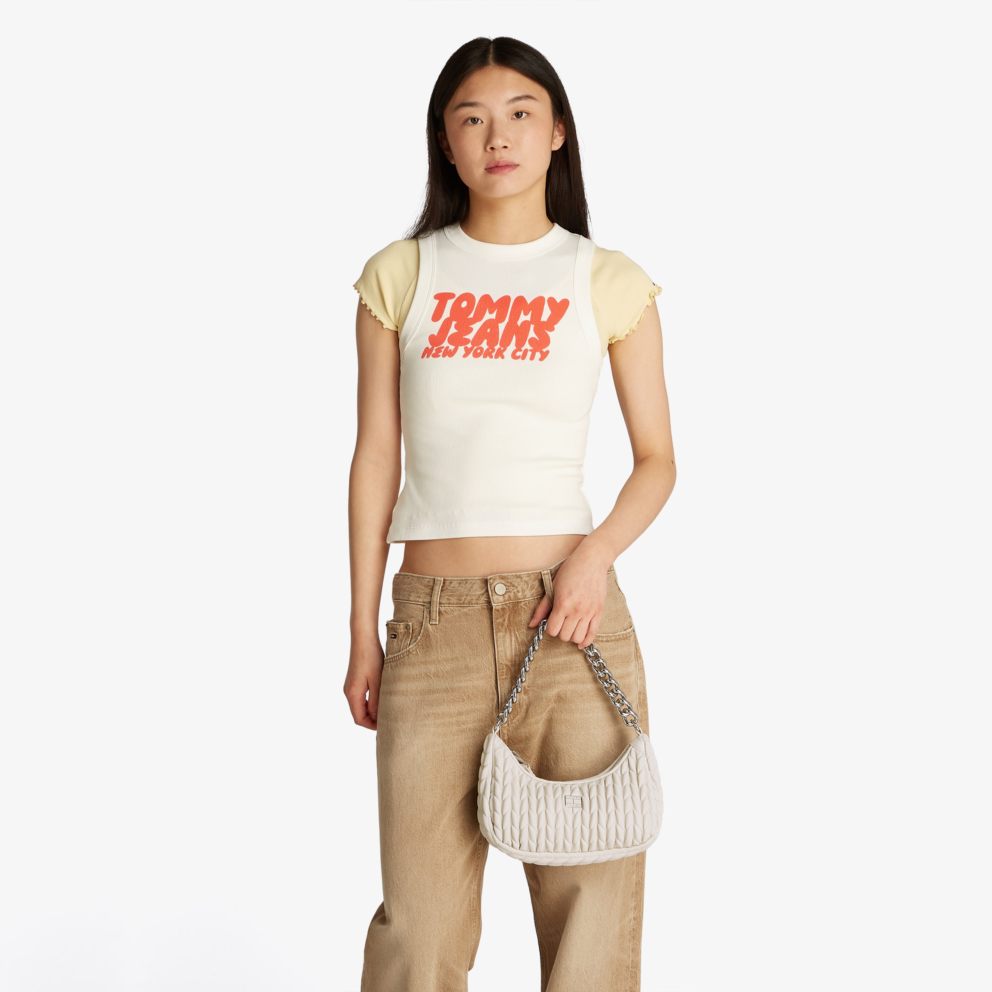 Tommy Hilfiger Iconic Shoulder Quilted Kadın Bej El Çantası